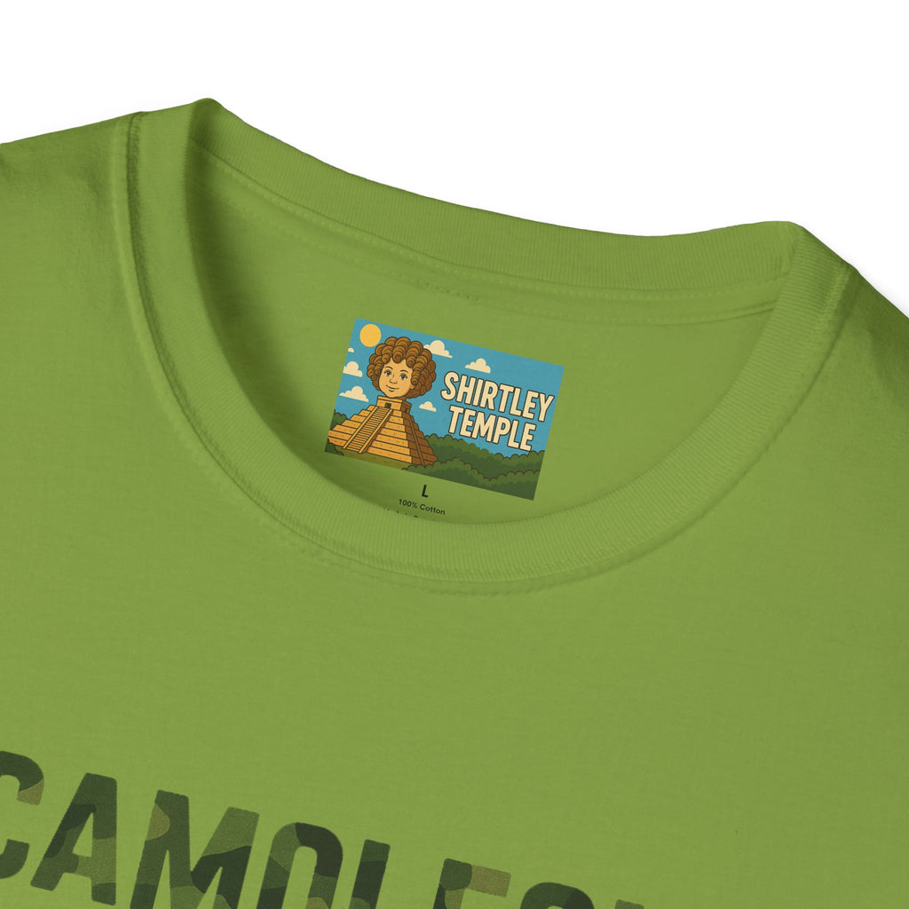 Camoleon Funny Parody T-Shirt, Comedy Mashup Tee, Military Camo Chameleon Shirt, Unisex Softstyle Top