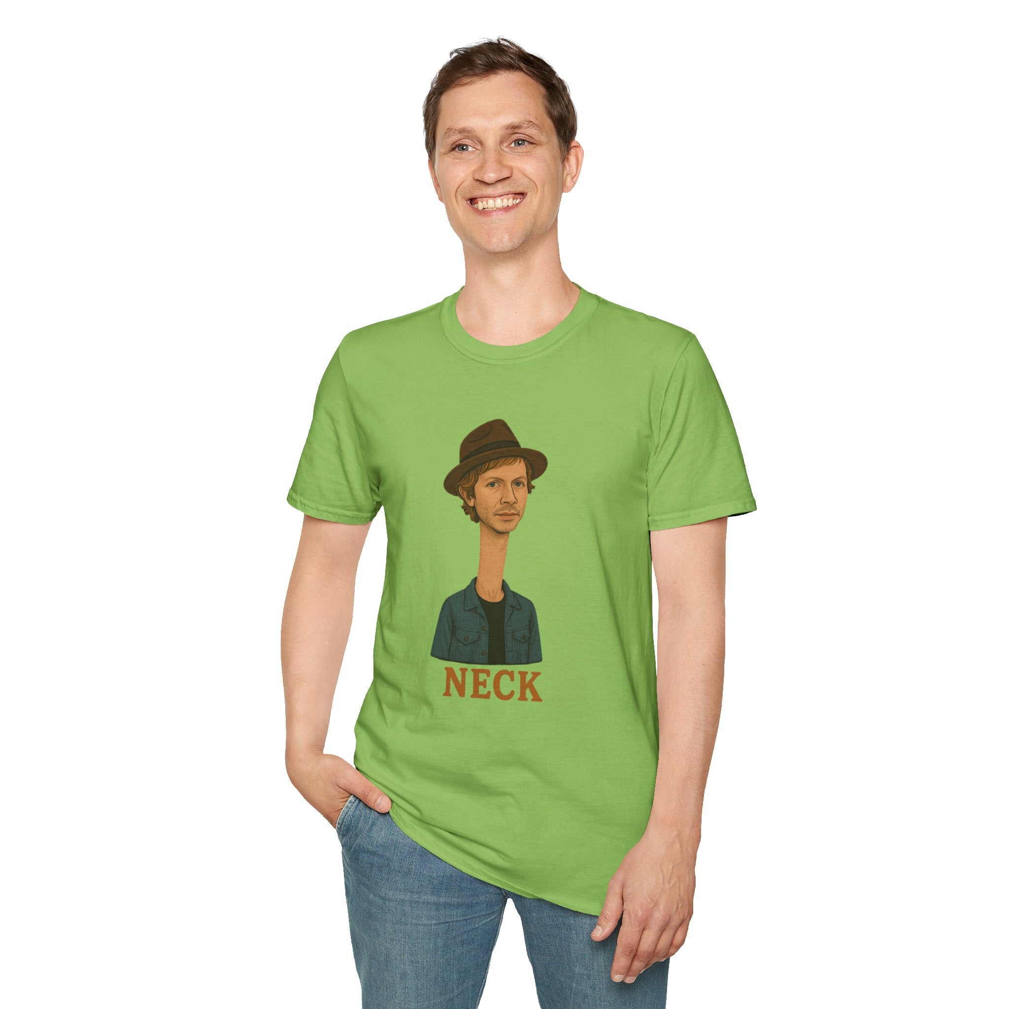 Neck Funny Long Neck Beck Tribute Unisex T-Shirt, Musician Parody Tee, Top for Comedy Fans, Neck Shirt with Wordplay, Music Lover Gift