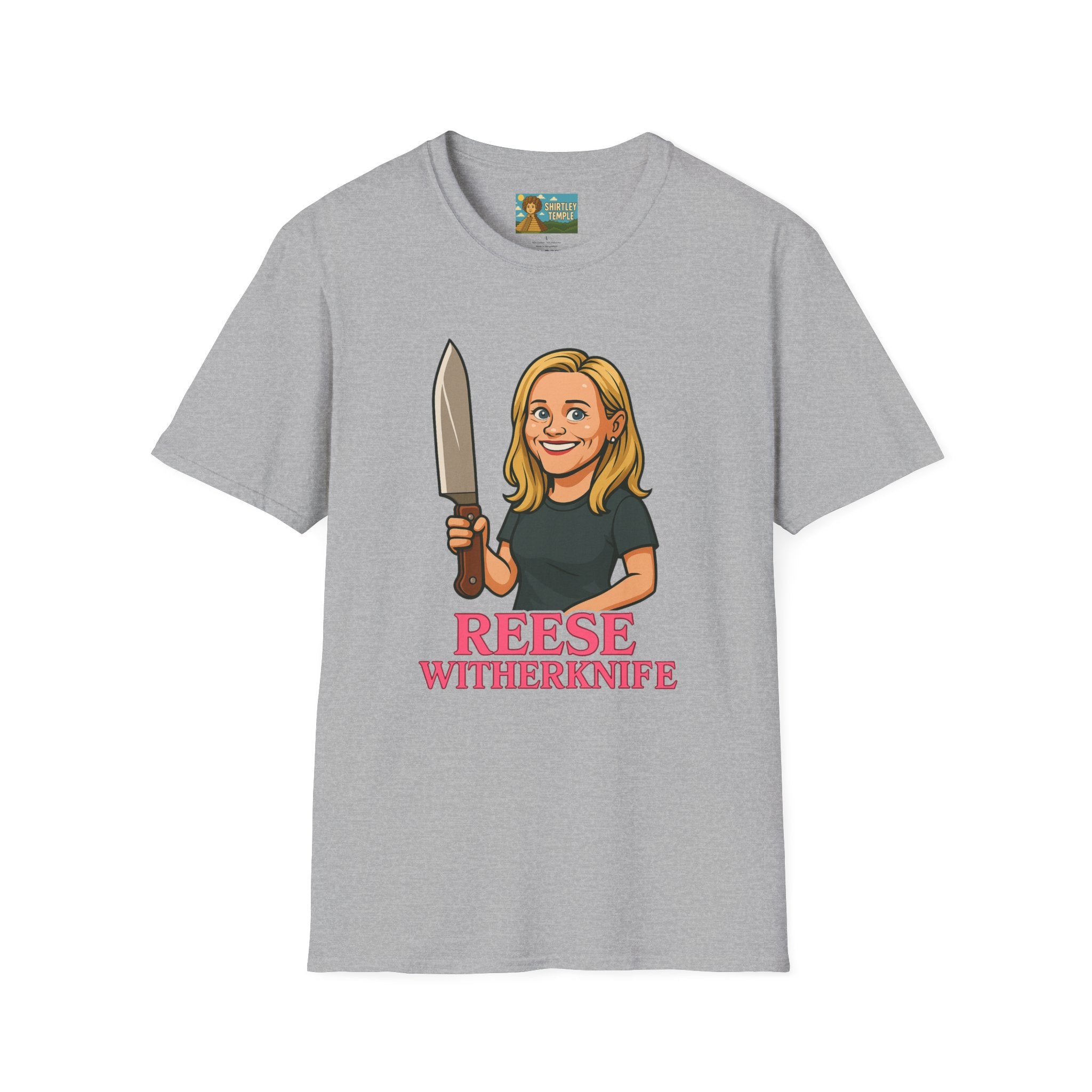 Reese Witherknife Funny Shirt, Comedy Parody Actress Tee, Unisex Softstyle T-Shirt, Wordplay Giant Knife Top, Gift for Movie Lovers, Pop