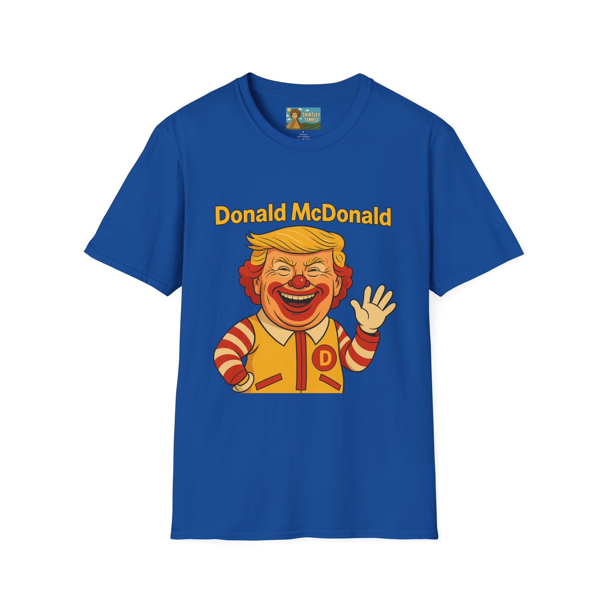 Donald McDonald Mashup T-Shirt, Trump Parody Tee, Funny Fast Food Shirt, Unisex Softstyle Top, Political Humor Gift