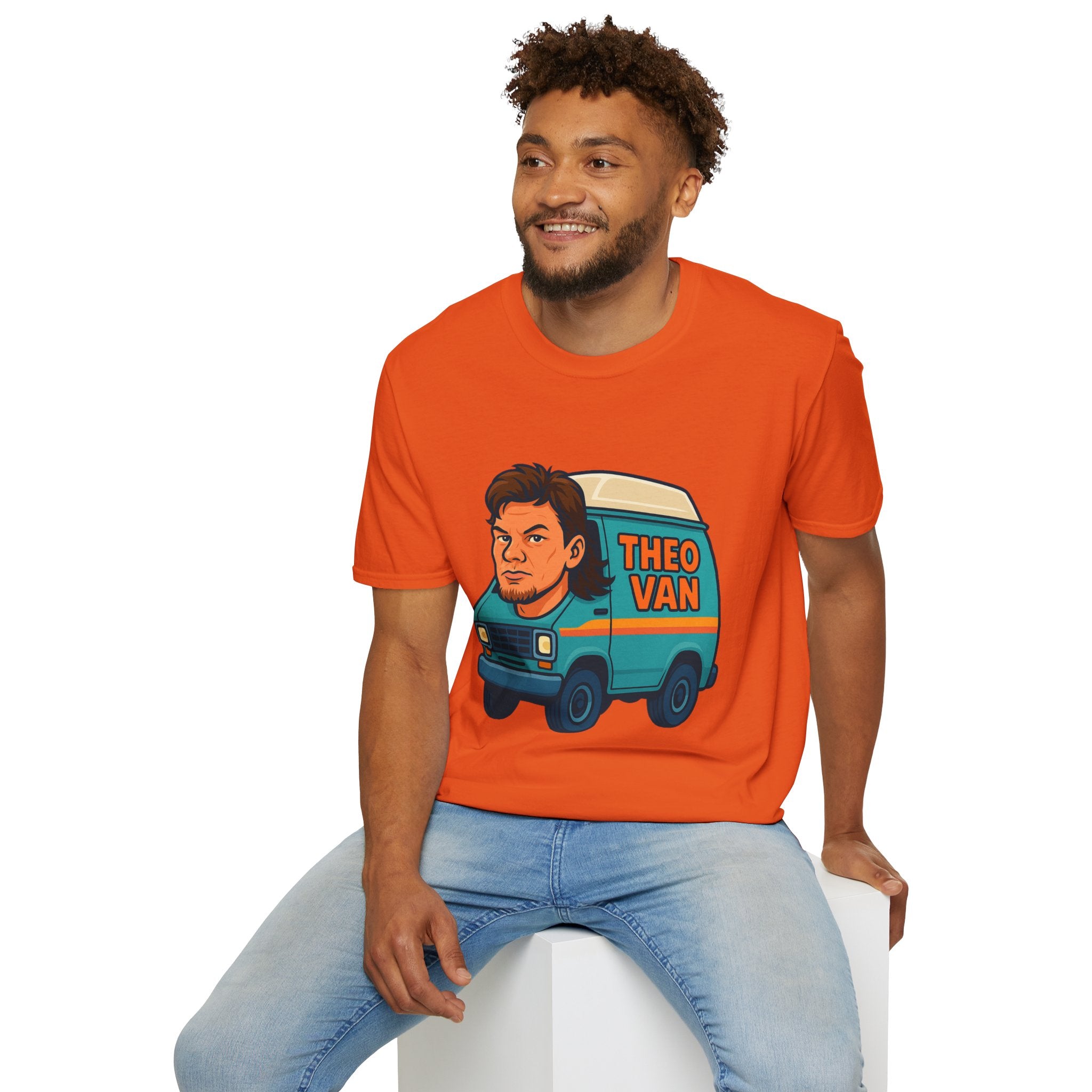 Theo Van (Theo Von + Van = Theo Van) Funny Tribute T-Shirt, Comedy Mashup Tee, Comedian Parody Shirt, Unisex Softstyle Top, Van Lover Gift
