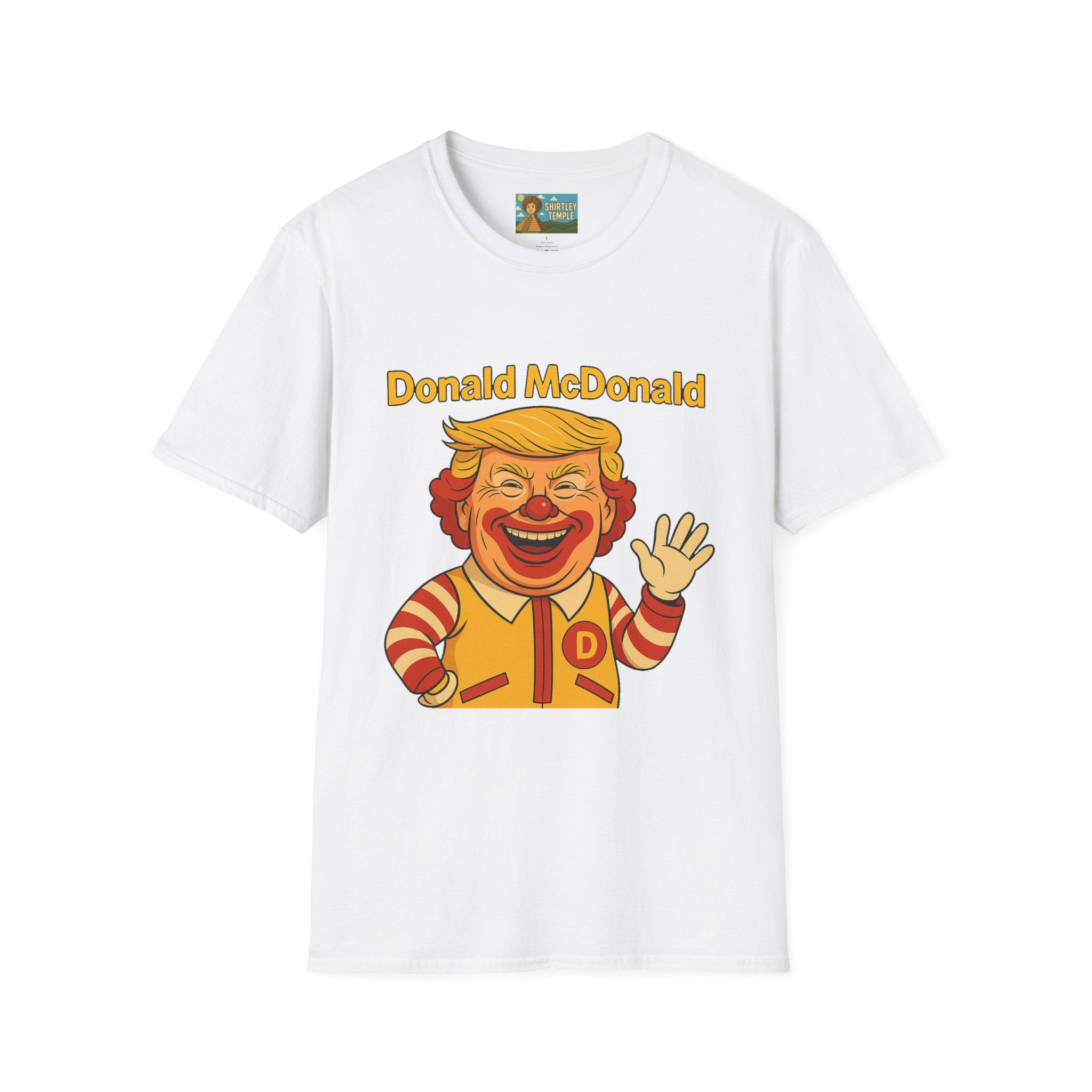 Donald McDonald Mashup T-Shirt, Trump Parody Tee, Funny Fast Food Shirt, Unisex Softstyle Top, Political Humor Gift