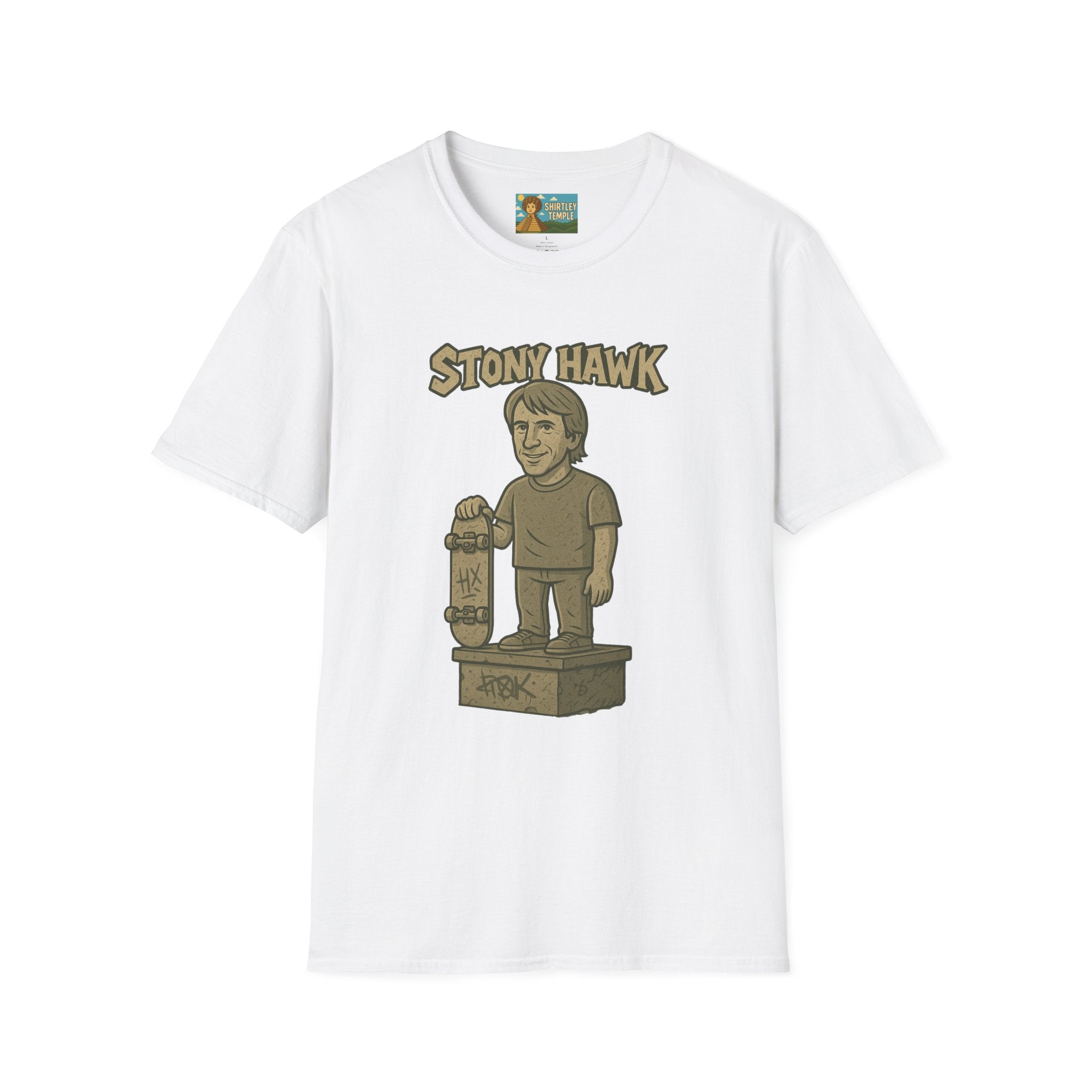 Stony Hawk Unisex T-Shirt, Skateboard Legend Parody Tee, Statue Wordplay Shirt, Funny Skater Gift, Skateboarding Fan Top