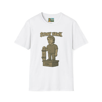 Stony Hawk Unisex T-Shirt, Skateboard Legend Parody Tee, Statue Wordplay Shirt, Funny Skater Gift, Skateboarding Fan Top