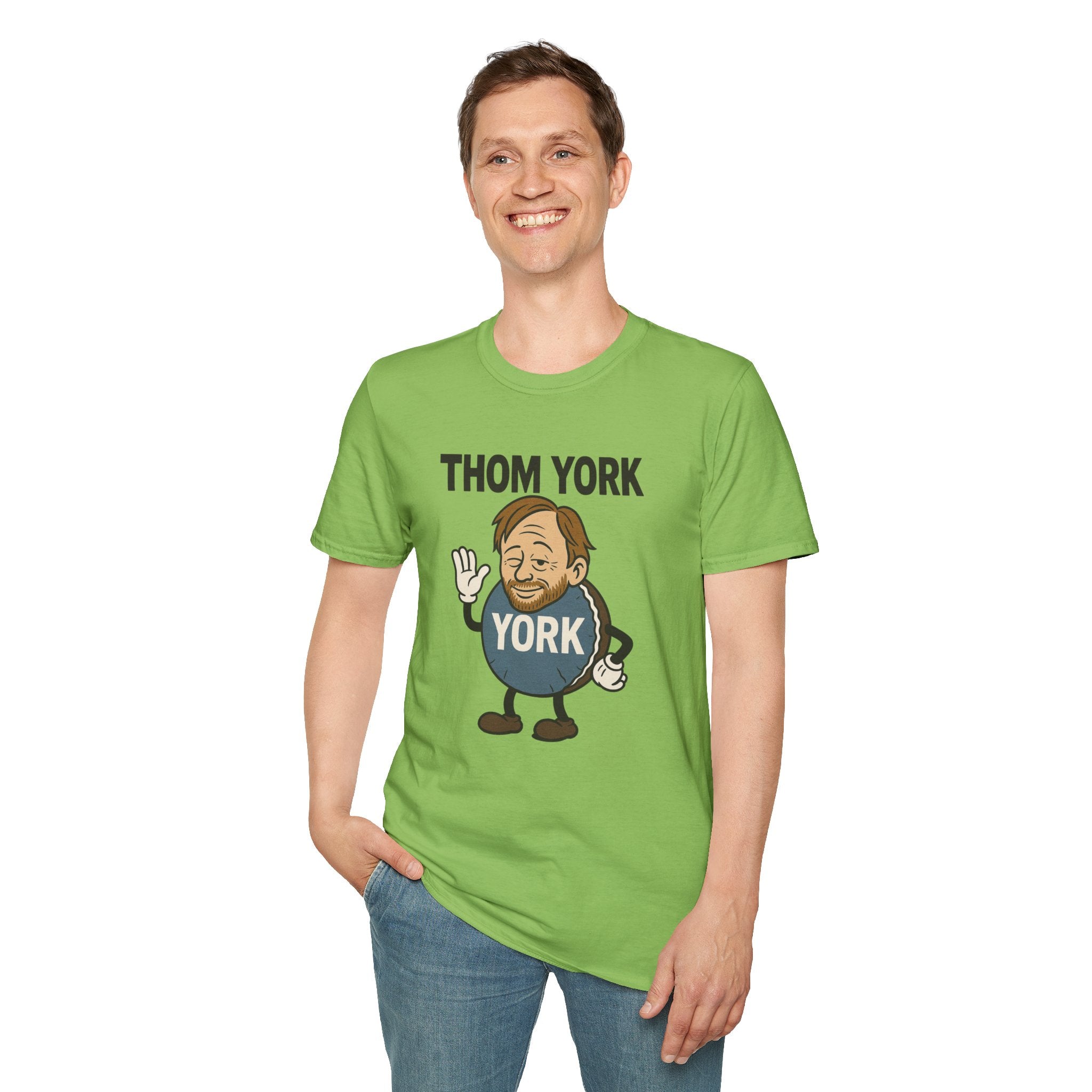 Thom York Peppermint Patty T-Shirt, Radiohead Musician Gift, Alternative Rock Tee, Funny Singer Shirt, Softstyle Unisex Top