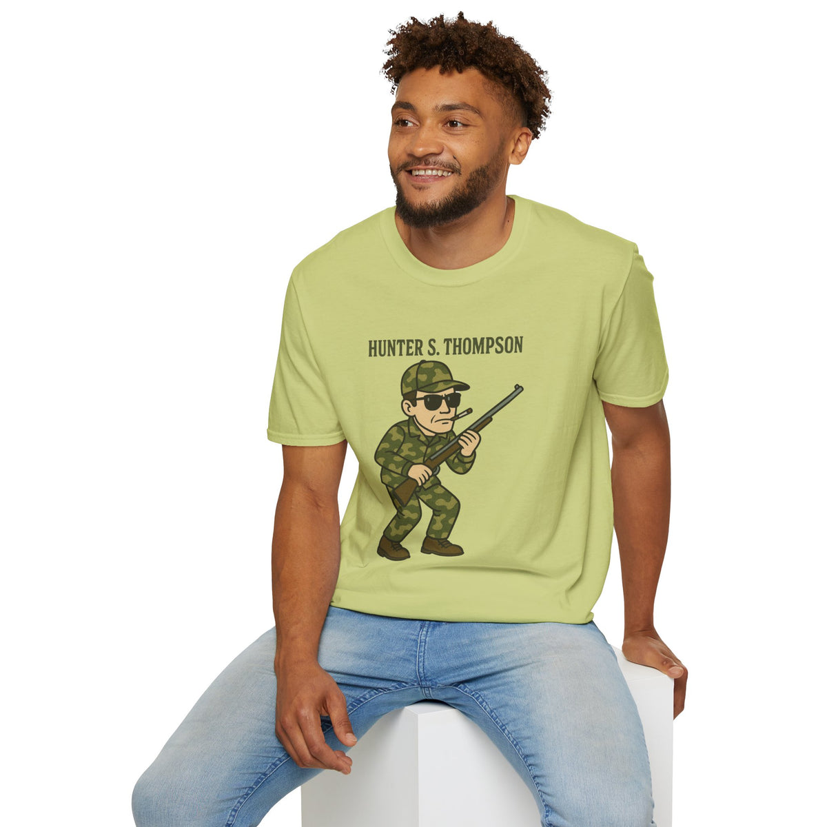 Hunter S Thompson Funny Shirt, Parody Apparel, Comedy Tribute Mashup Pun Unisex Softstyle T-Shirt