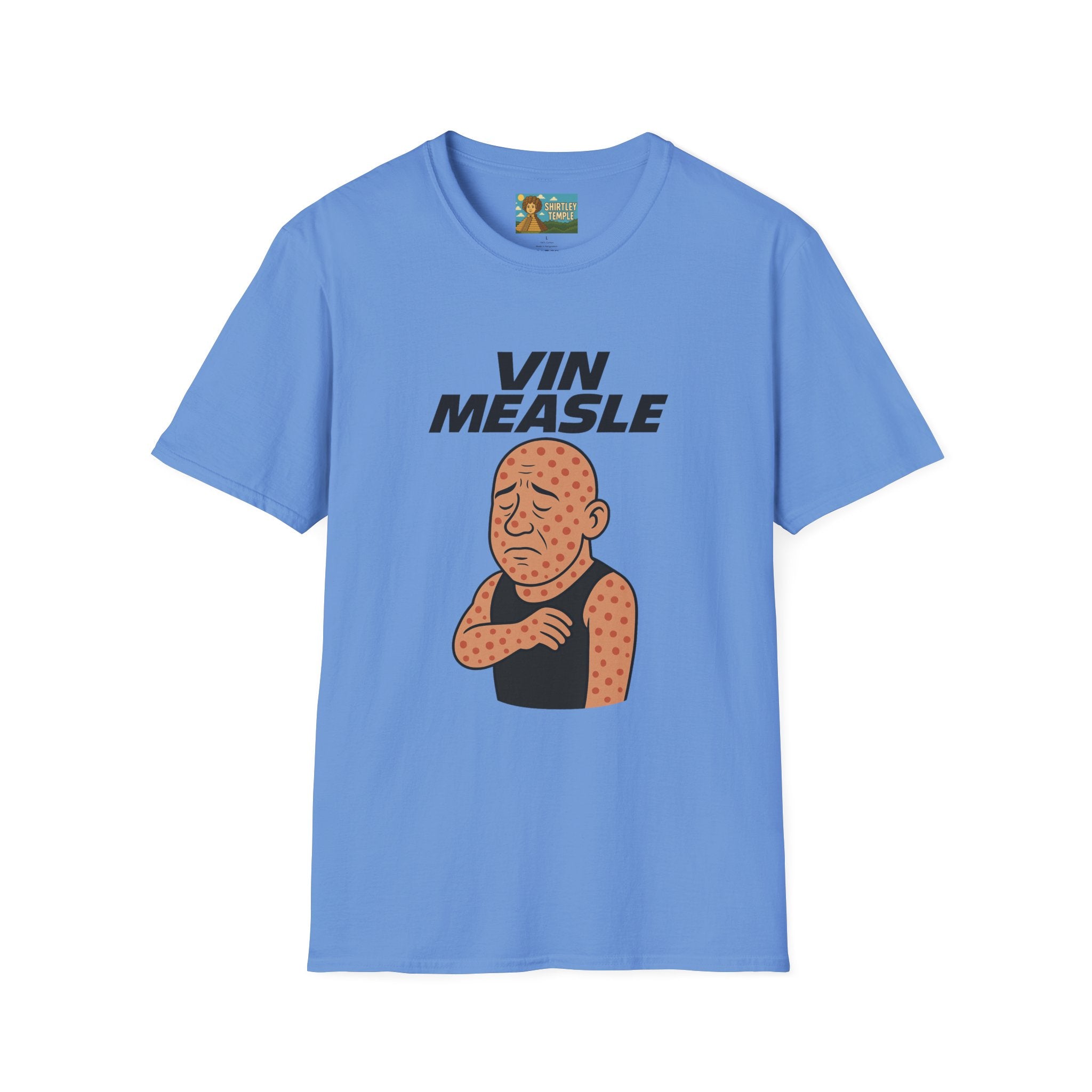 Vin Measle Parody Unisex Softstyle T-Shirt, Actor Measles Wordplay Tee, Humorous Graphic Tee Shirt, Comedy Movie Fan Gift, Lightweight