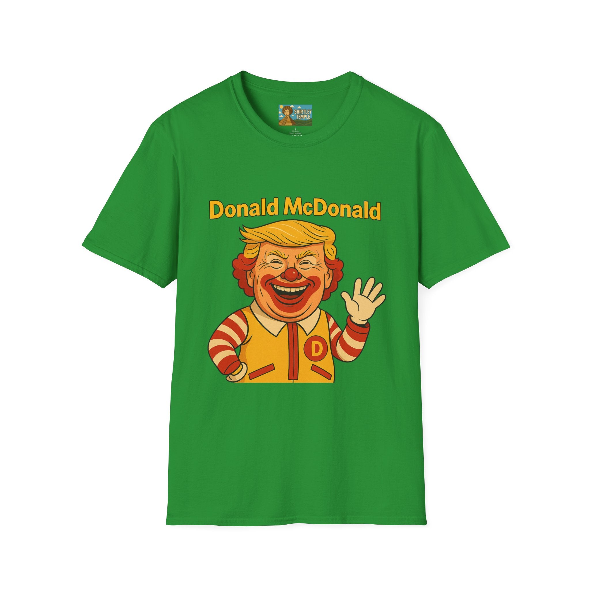 Donald McDonald Mashup T-Shirt, Trump Parody Tee, Funny Fast Food Shirt, Unisex Softstyle Top, Political Humor Gift