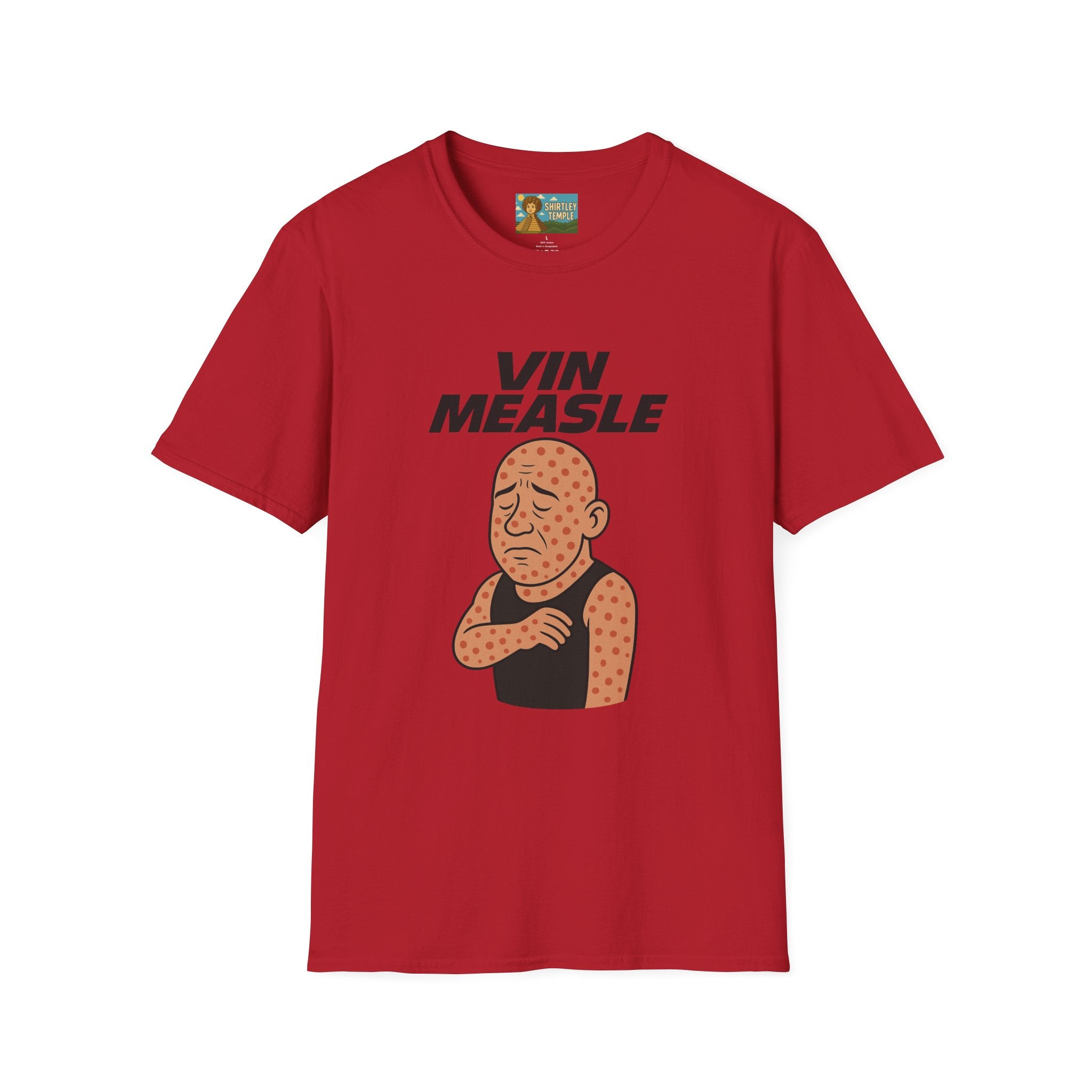 Vin Measle Parody Unisex Softstyle T-Shirt, Actor Measles Wordplay Tee, Humorous Graphic Tee Shirt, Comedy Movie Fan Gift, Lightweight