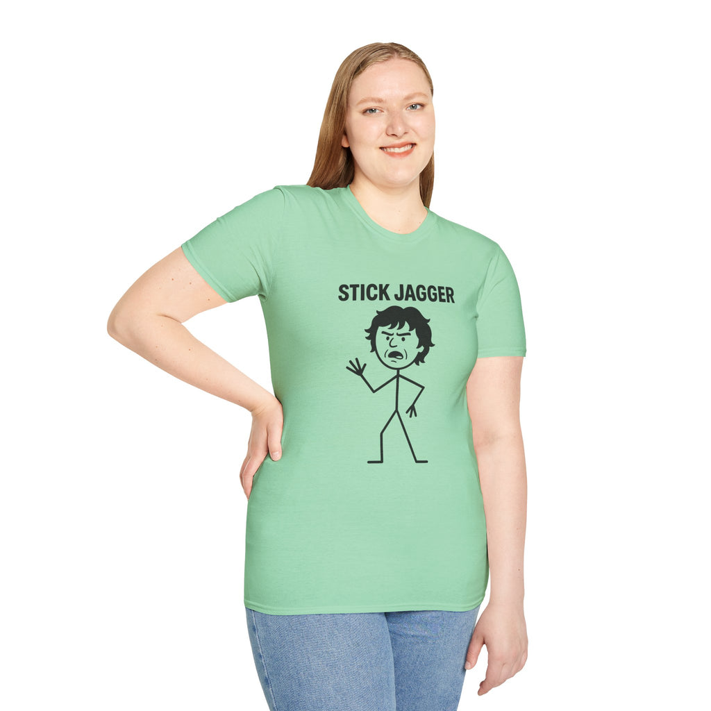 Stick Jagger Funny Shirt, Stick Figure Parody Wordplay T-Shirt, Pun Mashup Tee, Humorous Graphic Top, Sarcastic Slogan Clothing