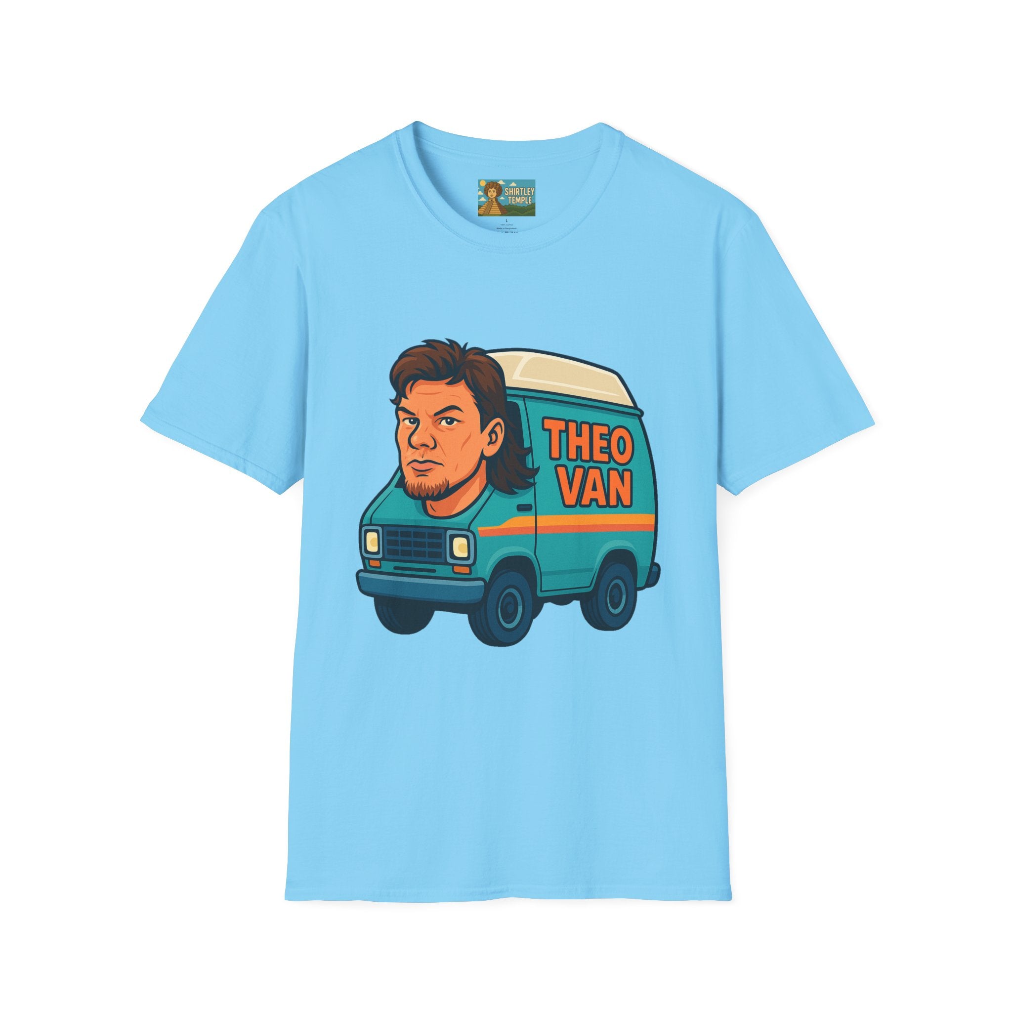 Theo Van (Theo Von + Van = Theo Van) Funny Tribute T-Shirt, Comedy Mashup Tee, Comedian Parody Shirt, Unisex Softstyle Top, Van Lover Gift