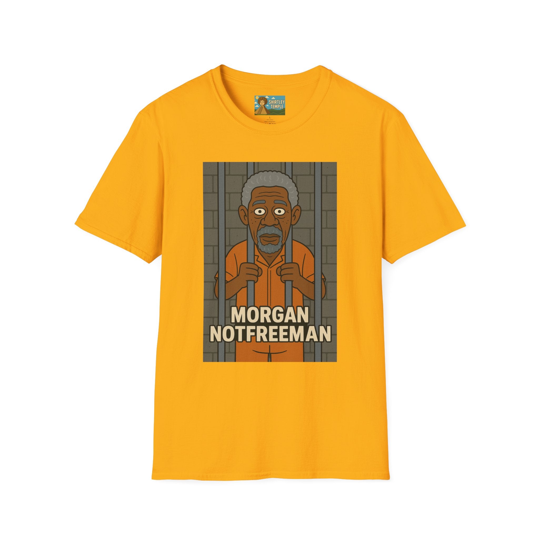 Morgan Notfreeman T-Shirt, Funny Parody Wordplay Tee, Unisex Softstyle Shirt, Morgan Freeman Not Free Comedy, Tribute Irony