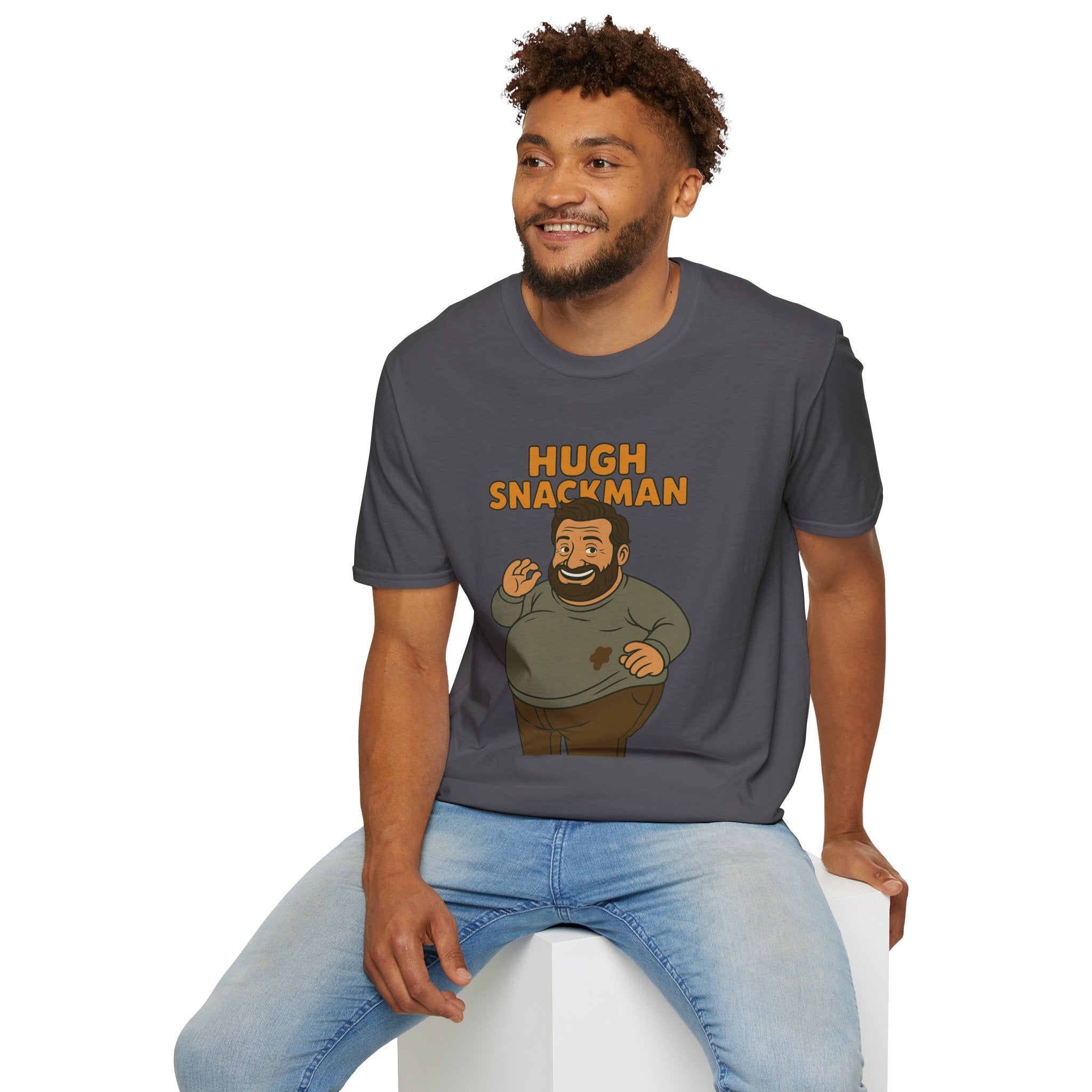 Hugh Snackman Funny Shirt, Hugh Jackman Parody Tee, Comedy Tribute Apparel, Unisex Softstyle T-Shirt