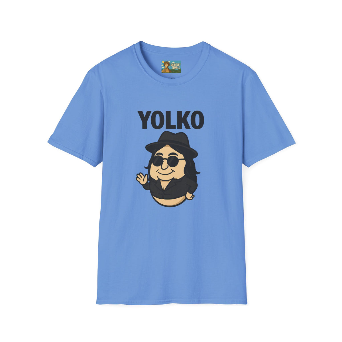 Yolko Funny Parody Unisex Softstyle T-Shirt, Egg Wordplay Tee, Humorous Yoko Tribute Shirt, Novelty Graphic Top, Comical Musician Fan Gift