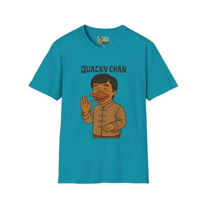 Quacky Chan Funny T-Shirt, Jackie Chan Duck Mashup Tee, Martial Arts Quack Movie Star Shirt, Comedy Parody Apparel, Unisex Softstyle Top