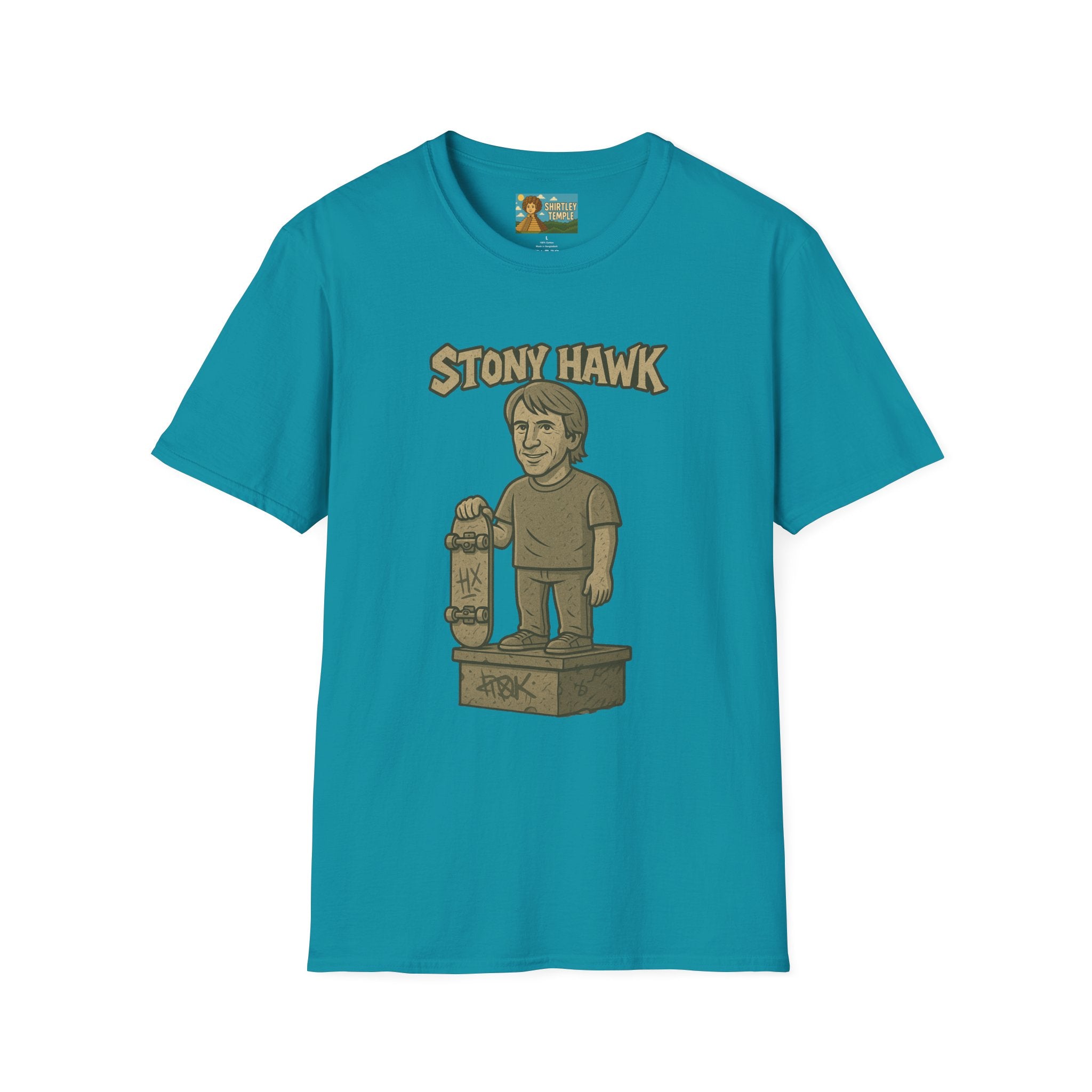 Stony Hawk Unisex T-Shirt, Skateboard Legend Parody Tee, Statue Wordplay Shirt, Funny Skater Gift, Skateboarding Fan Top