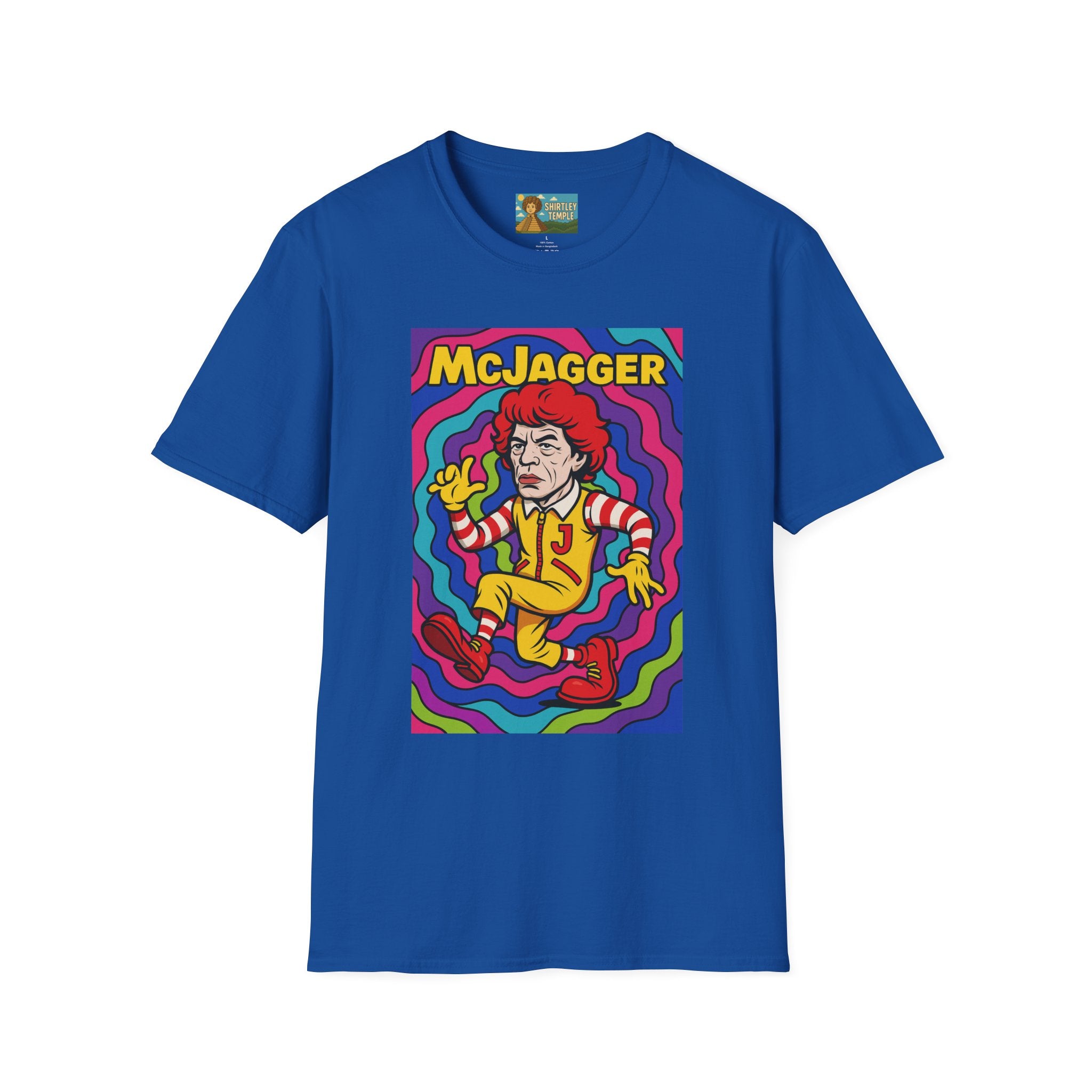 McJagger ver 2 Psychedelic Funny Unisex T-Shirt, Mashup Tribute Tee for Men and Women, Softstyle Shirt for Comedy Fans, Parody Graphic Tee
