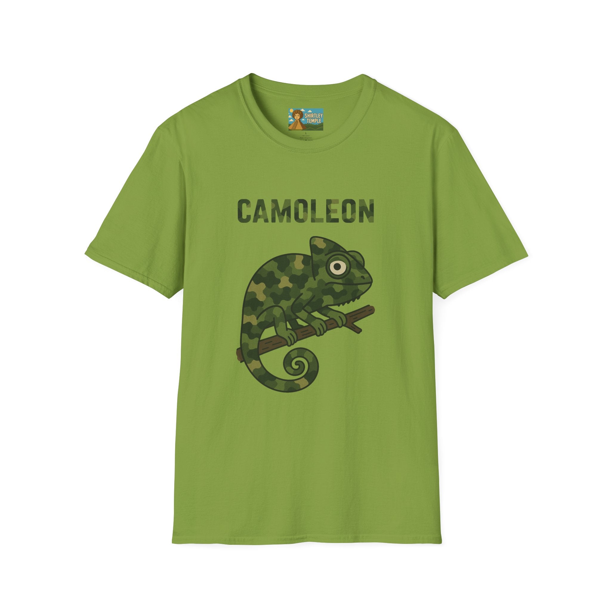 Camoleon Funny Parody T-Shirt, Comedy Mashup Tee, Military Camo Chameleon Shirt, Unisex Softstyle Top