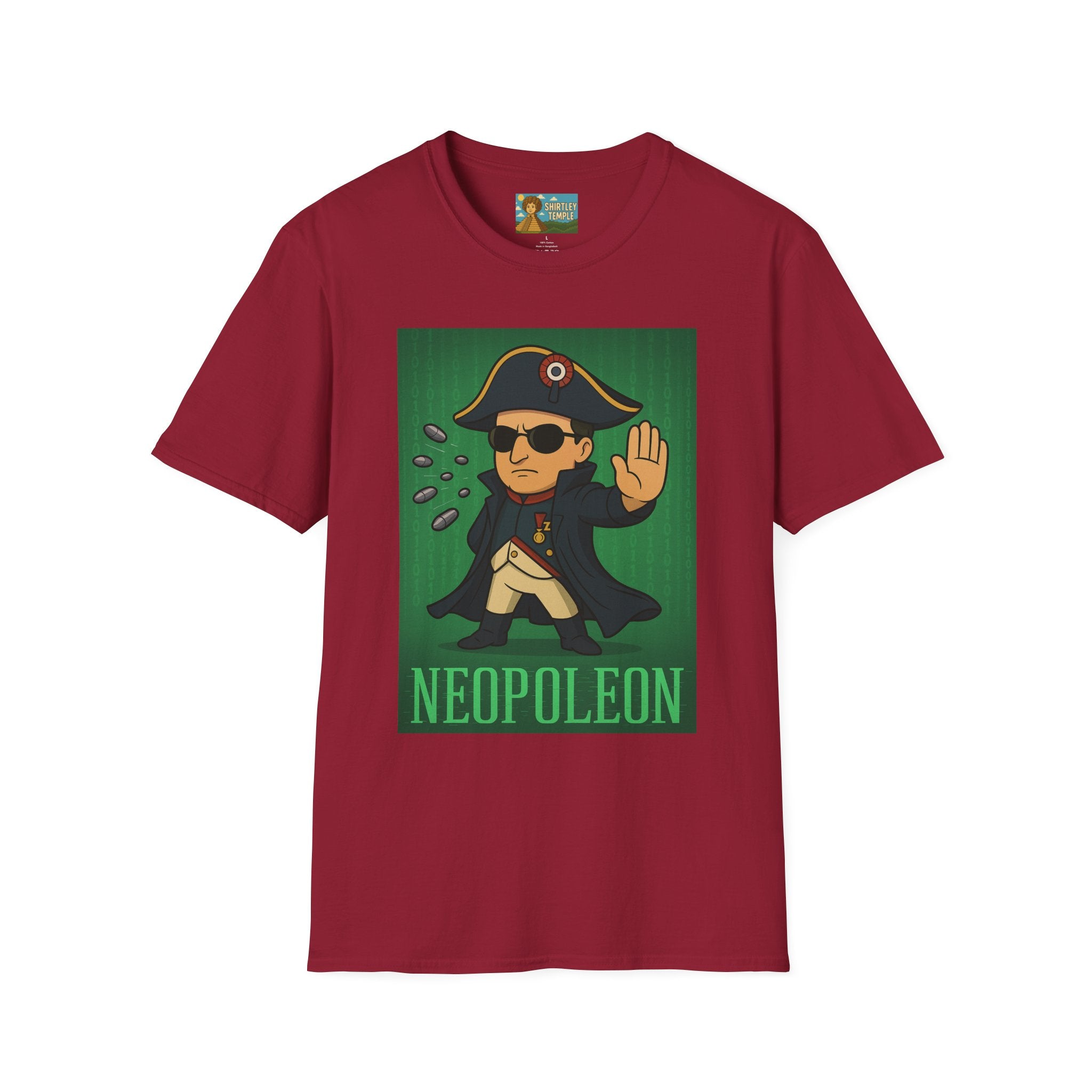 Neopoleon Mashup Unisex Softstyle T-Shirt, Parody Tee for Movie Fans, Humorous Wordplay Shirt, Pop Culture Gift, Napoleon Matrix Neo Tee
