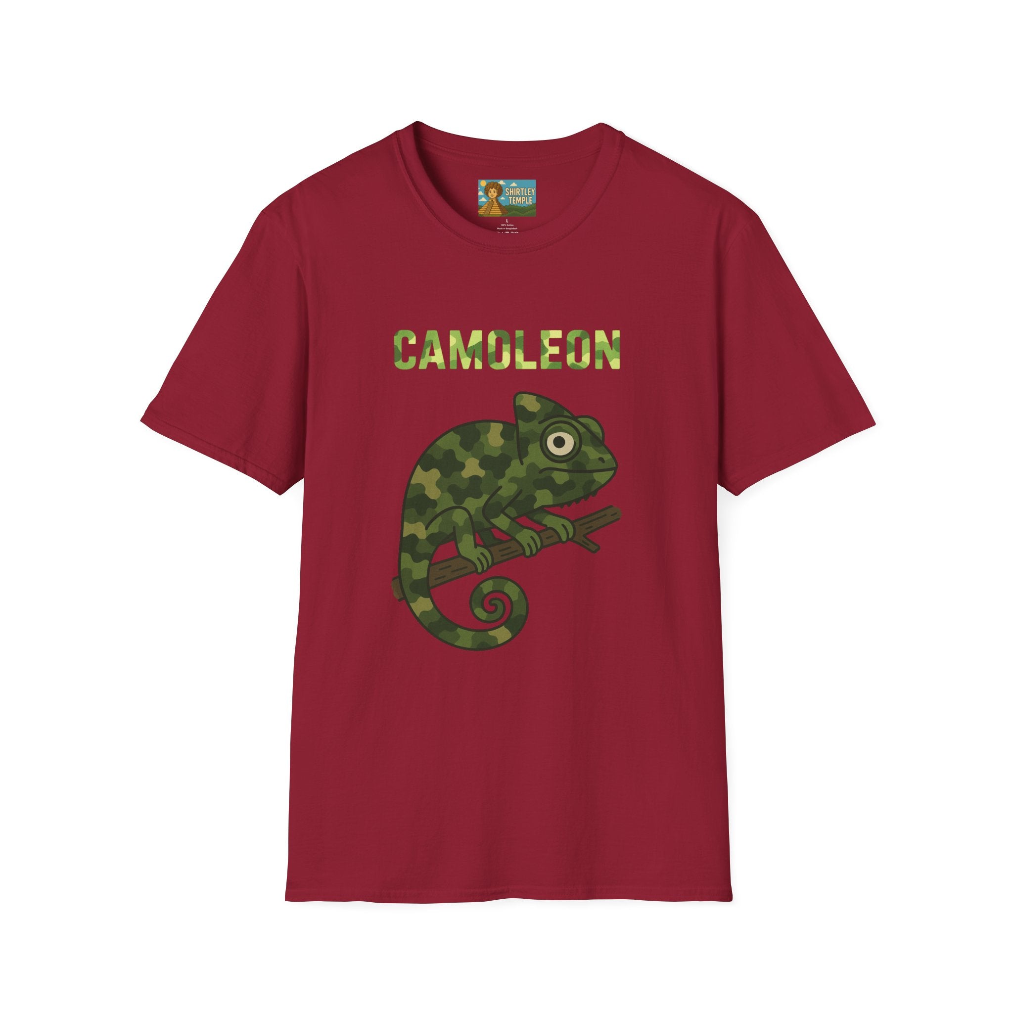 Camoleon Funny Parody T-Shirt, Comedy Mashup Tee, Military Camo Chameleon Shirt, Unisex Softstyle Top