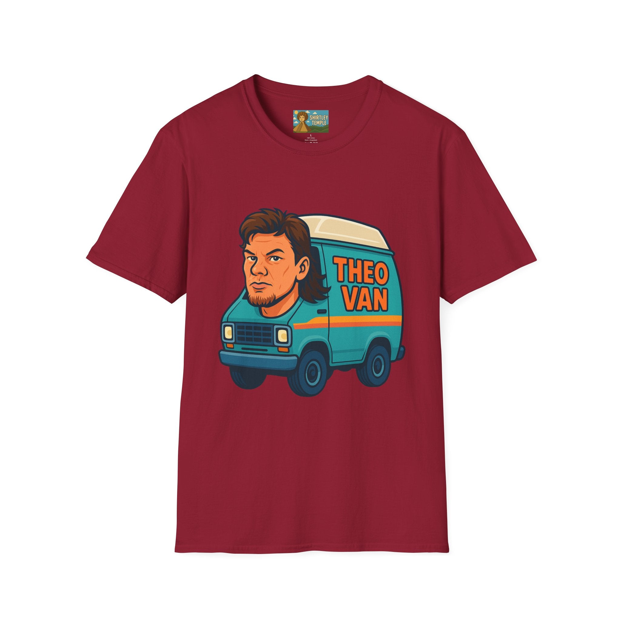 Theo Van (Theo Von + Van = Theo Van) Funny Tribute T-Shirt, Comedy Mashup Tee, Comedian Parody Shirt, Unisex Softstyle Top, Van Lover Gift
