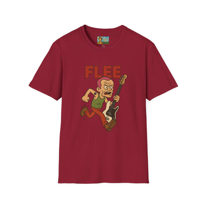 Flee funny shirt pun wordplay Flea red hot chili peppers running away fleeing