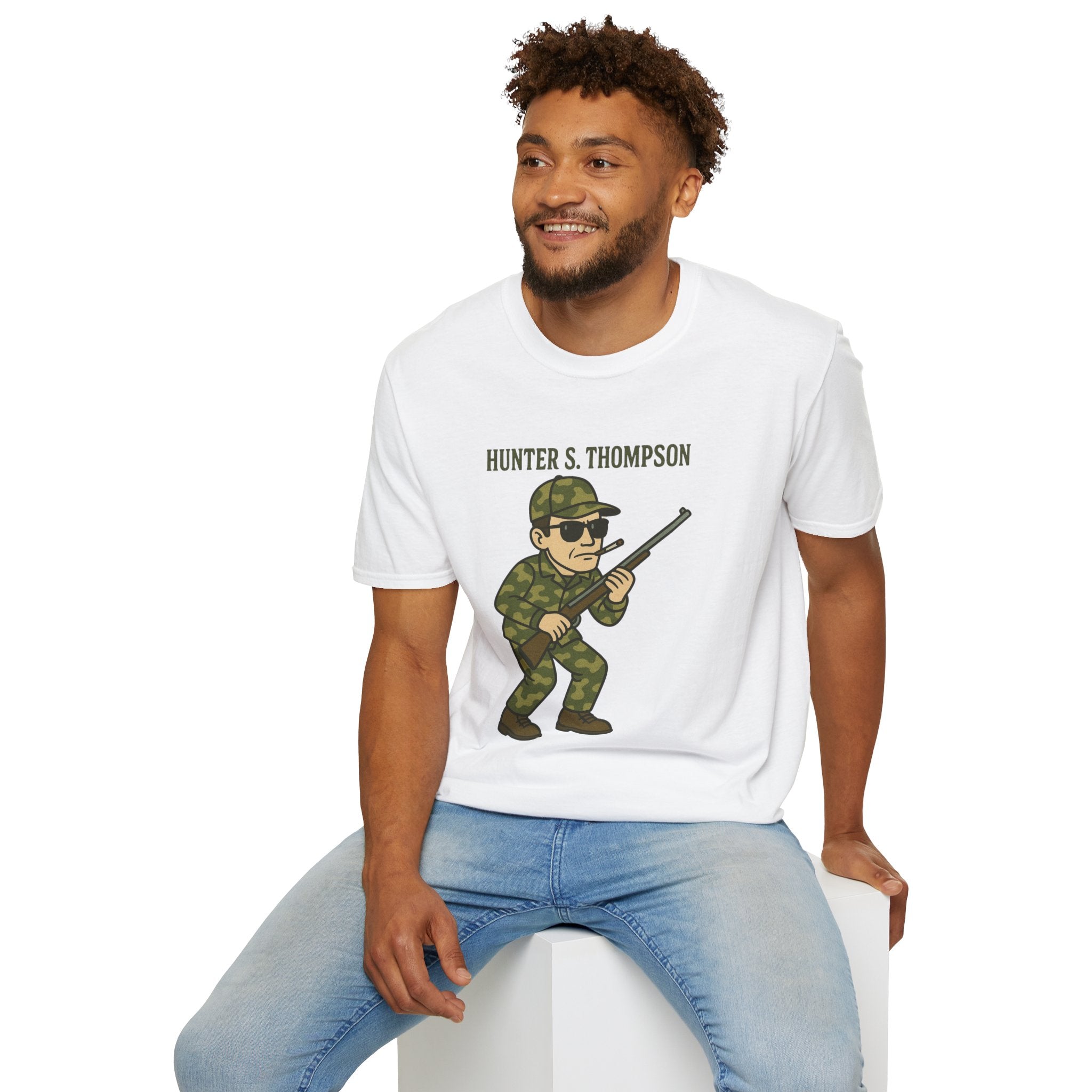 Hunter S Thompson Funny Shirt, Parody Apparel, Comedy Tribute Mashup Pun Unisex Softstyle T-Shirt
