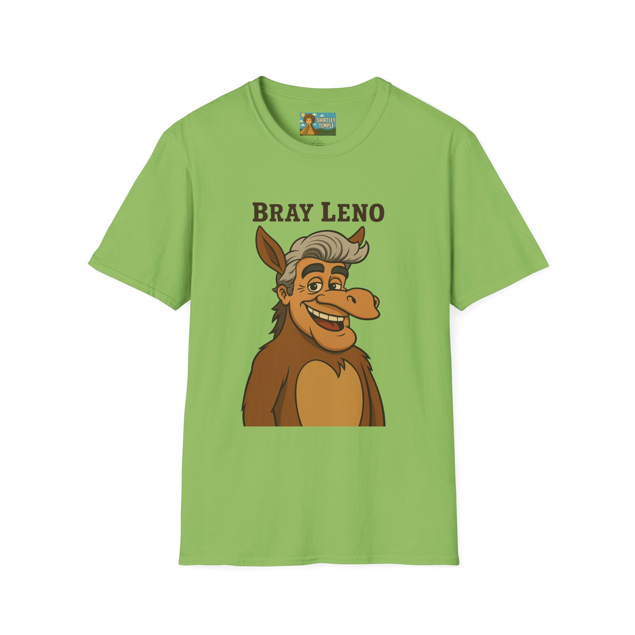 Bray Leno Parody Unisex Tee, Jay Leno Donkey Mashup Shirt, Funny Wordplay Comedy Gift, Softstyle T-Shirt
