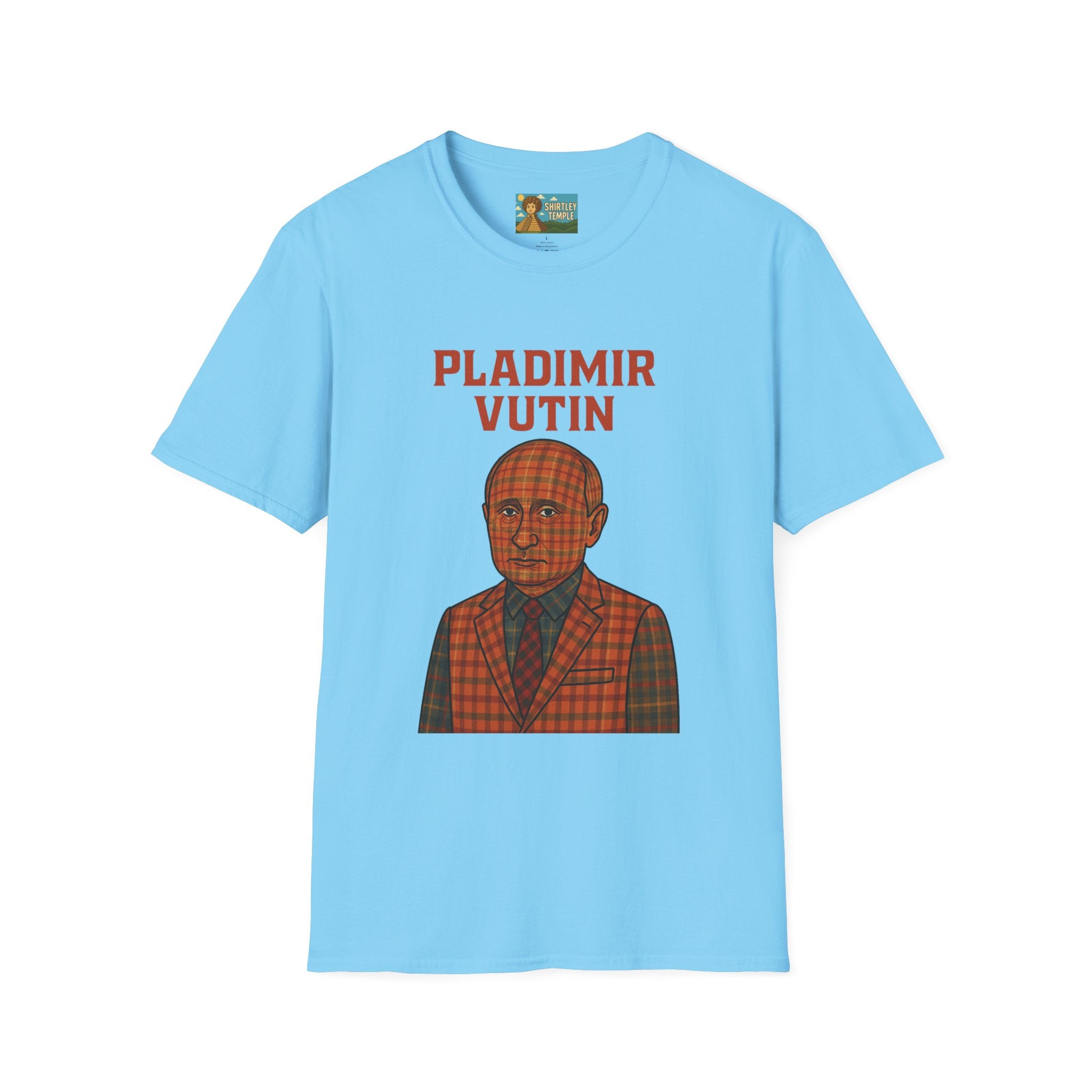 Pladimir Vutin T-Shirt, Funny Putin Parody Shirt, Plaid Person Pun Tee, Comedy Putin Plaid Top, Vladimir Putin Plaid Wordplay Apparel