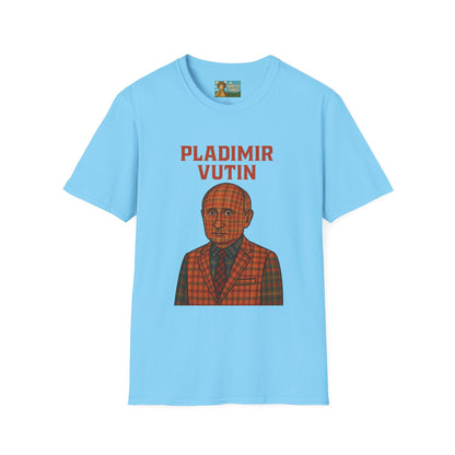 Pladimir Vutin T-Shirt, Funny Putin Parody Shirt, Plaid Person Pun Tee, Comedy Putin Plaid Top, Vladimir Putin Plaid Wordplay Apparel
