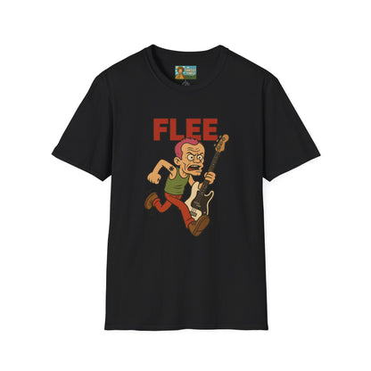 Flee funny shirt pun wordplay Flea red hot chili peppers running away fleeing