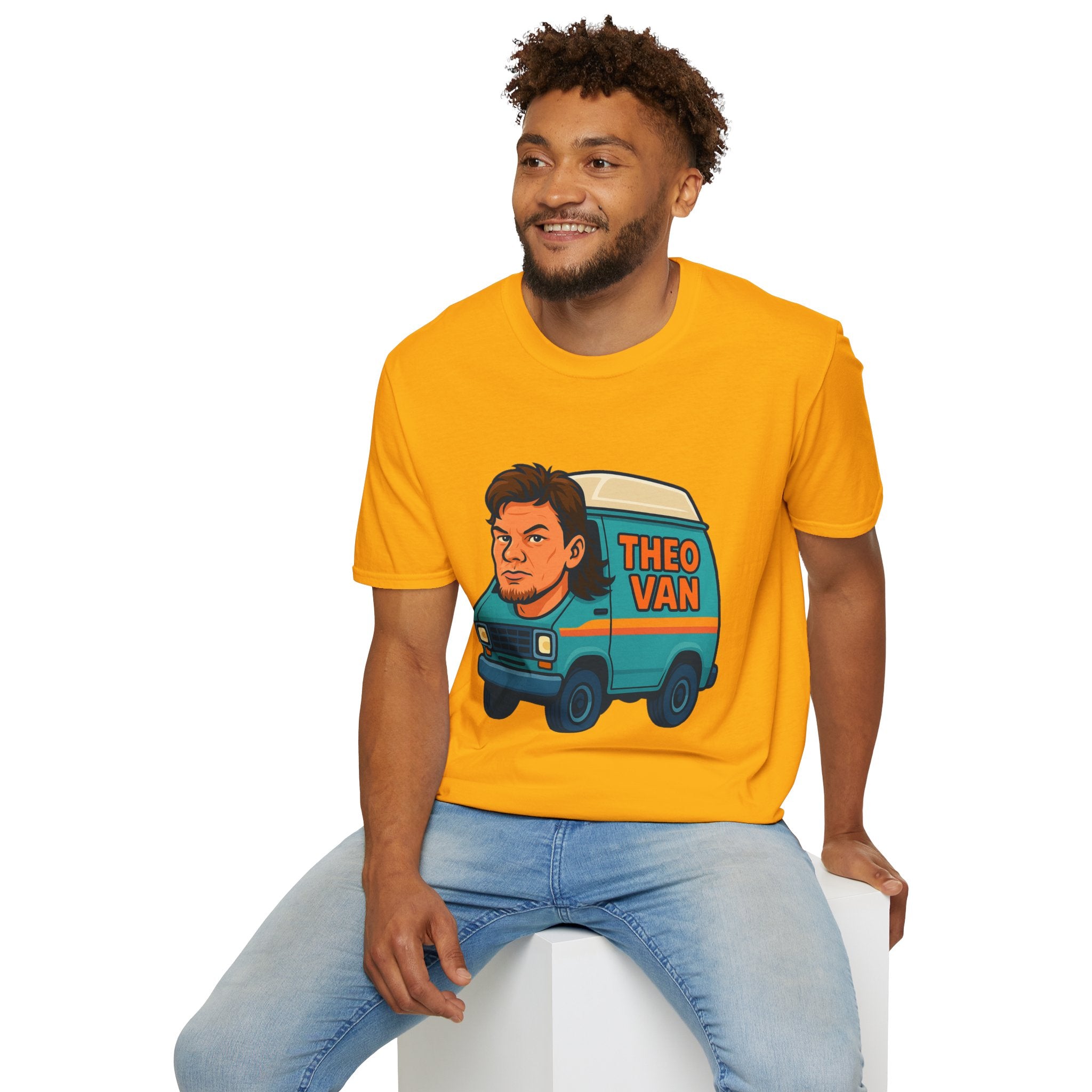 Theo Van (Theo Von + Van = Theo Van) Funny Tribute T-Shirt, Comedy Mashup Tee, Comedian Parody Shirt, Unisex Softstyle Top, Van Lover Gift