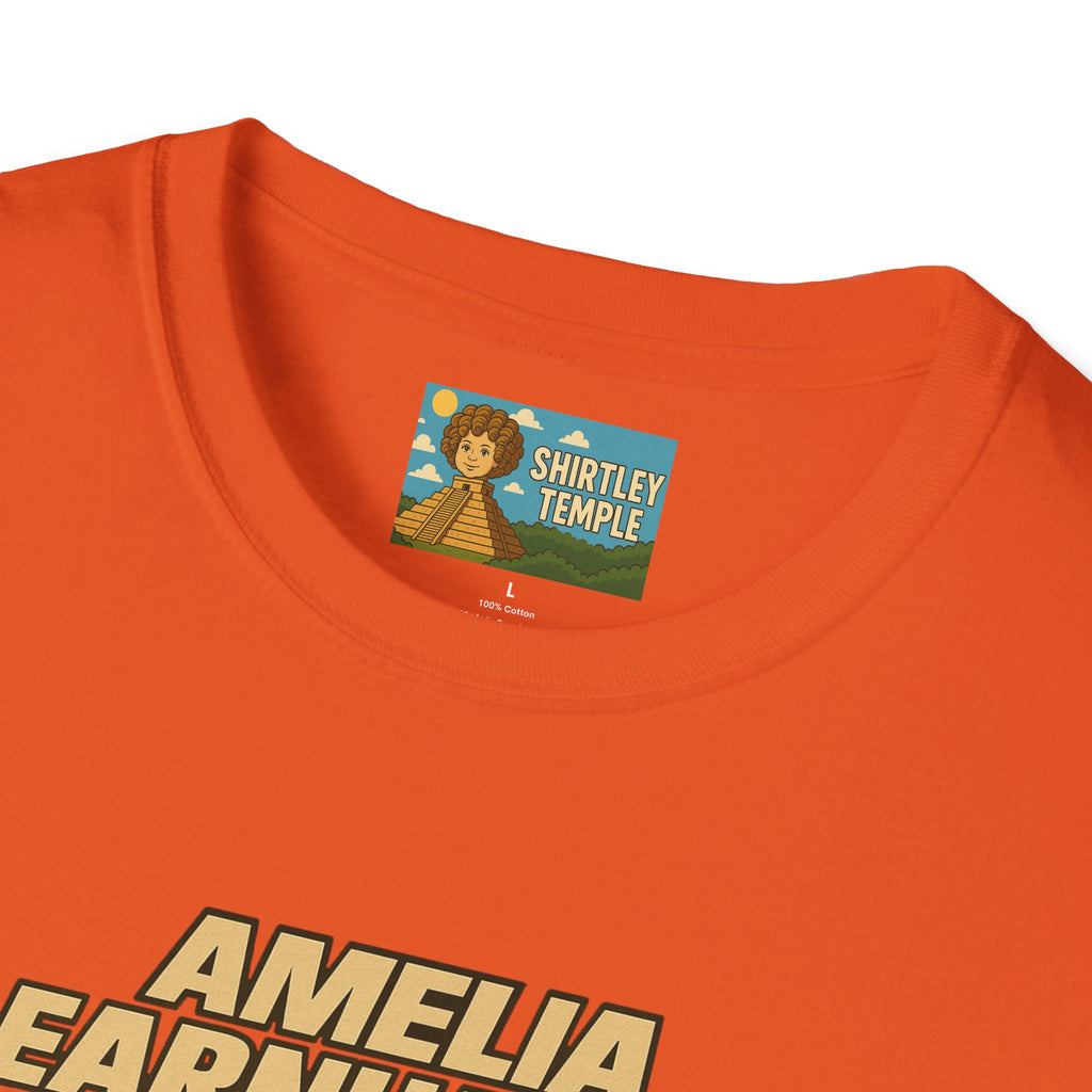Amelia Earnhardt Funny Mashup Unisex Softstyle T-Shirt, Pilot Pun Tee, Earhart Earnhardt Gift, Aviation Racing Shirt
