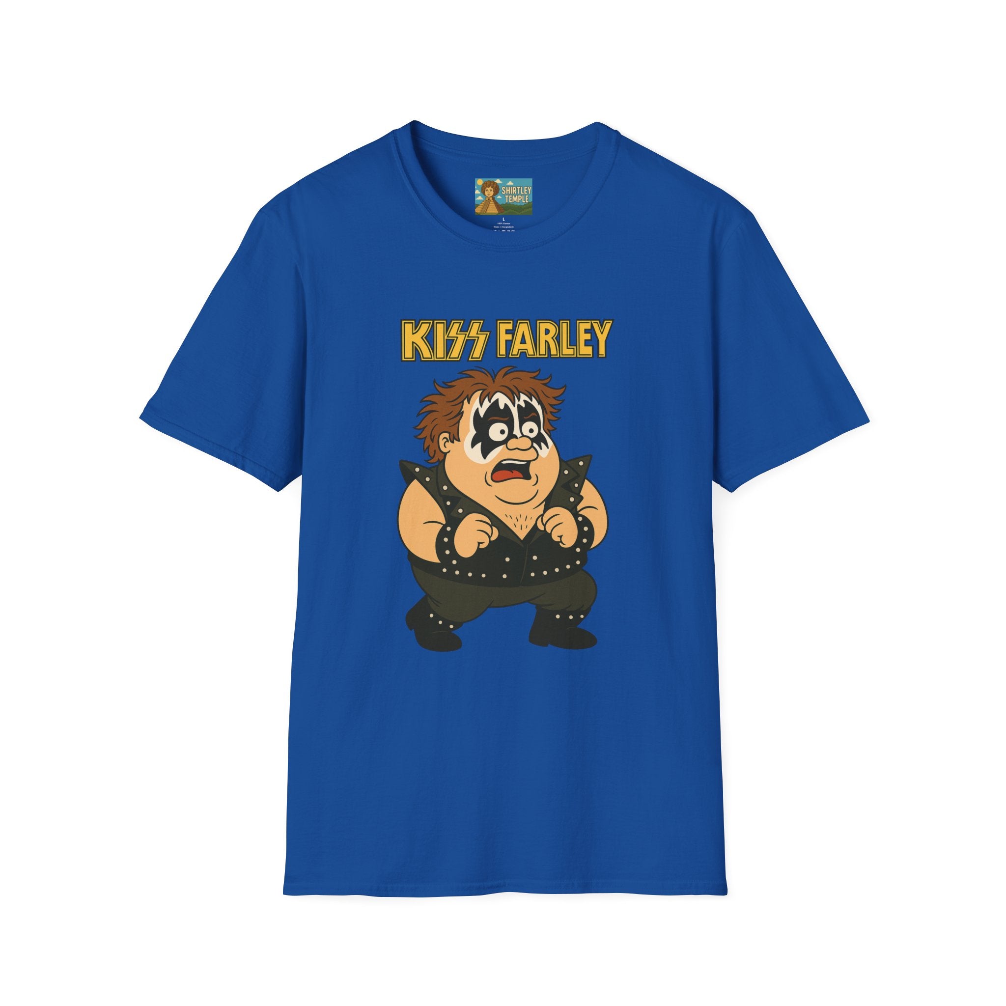 Kiss Farley T-Shirt, Rock Band Chris Farley Tribute Shirt, Funny Parody Mashup Tee, Unisex Softstyle Top, Gift for Music Lovers