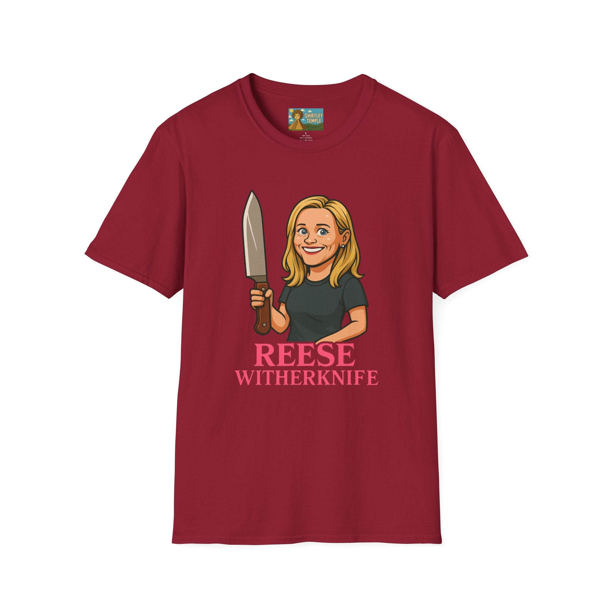 Reese Witherknife Funny Shirt, Comedy Parody Actress Tee, Unisex Softstyle T-Shirt, Wordplay Giant Knife Top, Gift for Movie Lovers, Pop