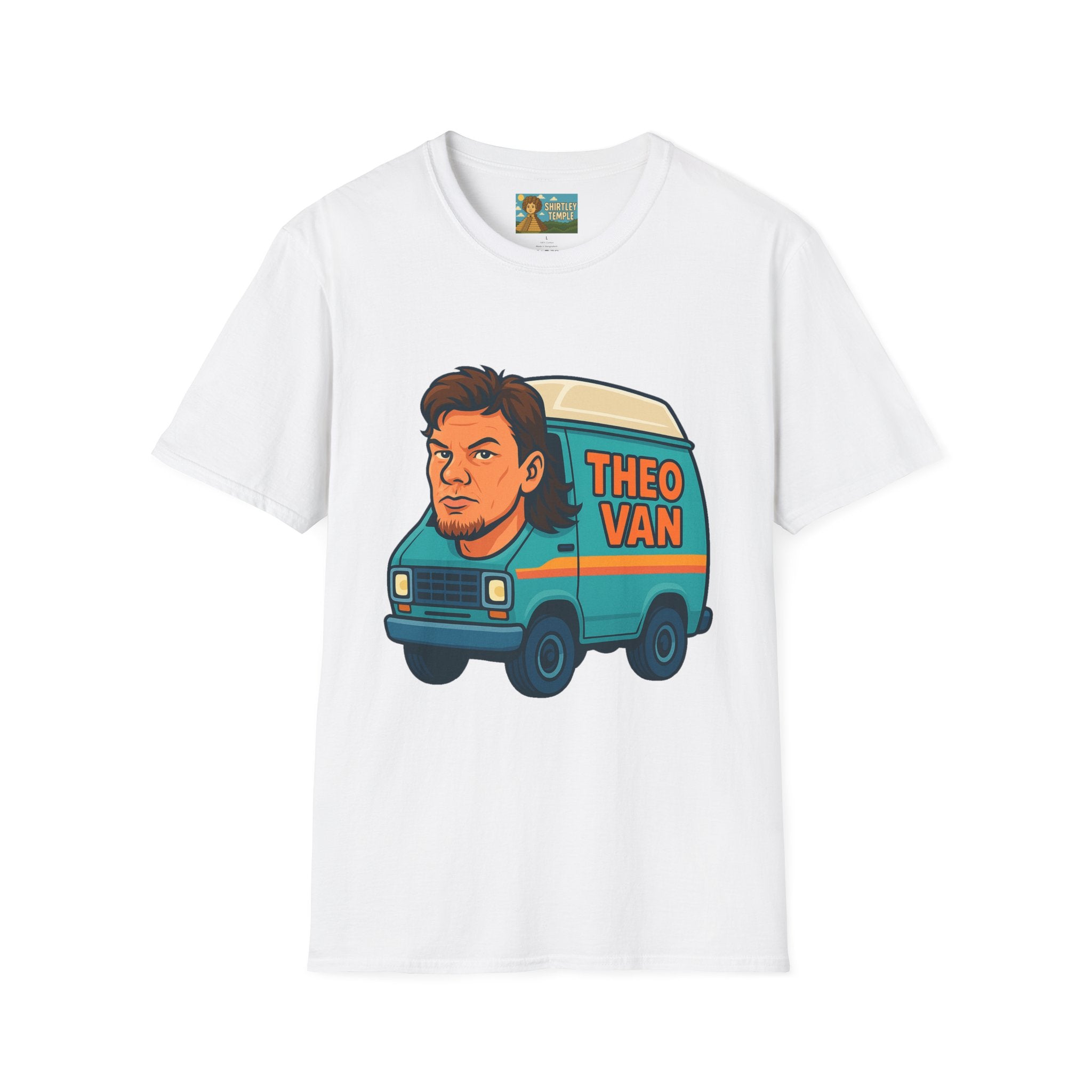 Theo Van (Theo Von + Van = Theo Van) Funny Tribute T-Shirt, Comedy Mashup Tee, Comedian Parody Shirt, Unisex Softstyle Top, Van Lover Gift