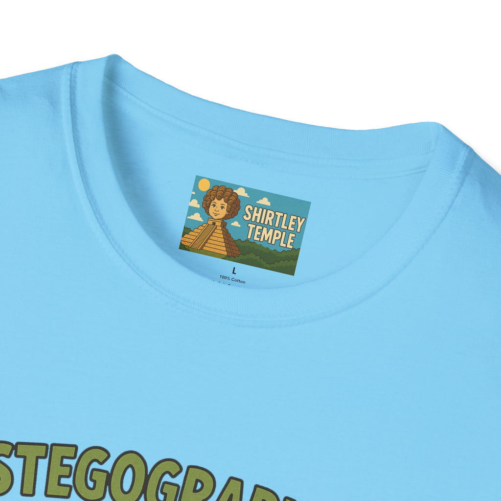 Stegographer Funny Stegosaurus Stenographer Mashup Softstyle Tee, Dino Wordplay Shirt, Unisex Tshirt Gift, Office tee for Dinosaur