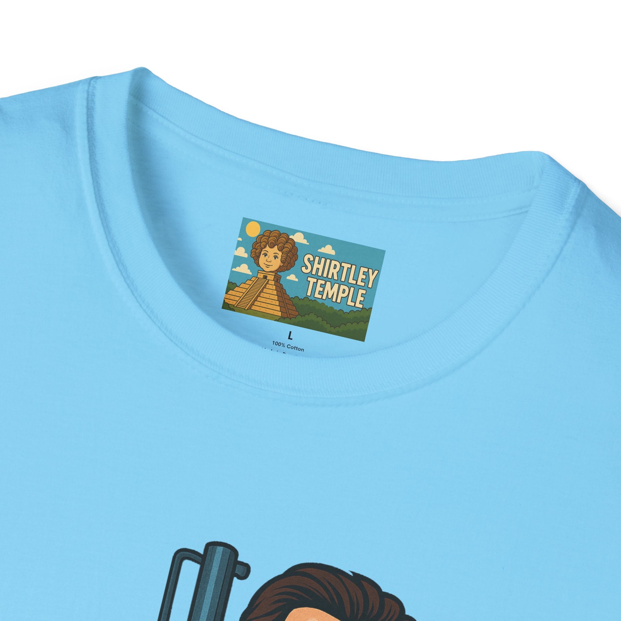 Christian Baler Funny Shirt, Parody Tee, Unisex Softstyle T-Shirt, Comedy Mashup Top, Christian Bale Cardboard Baler Machine, Gift for Movie
