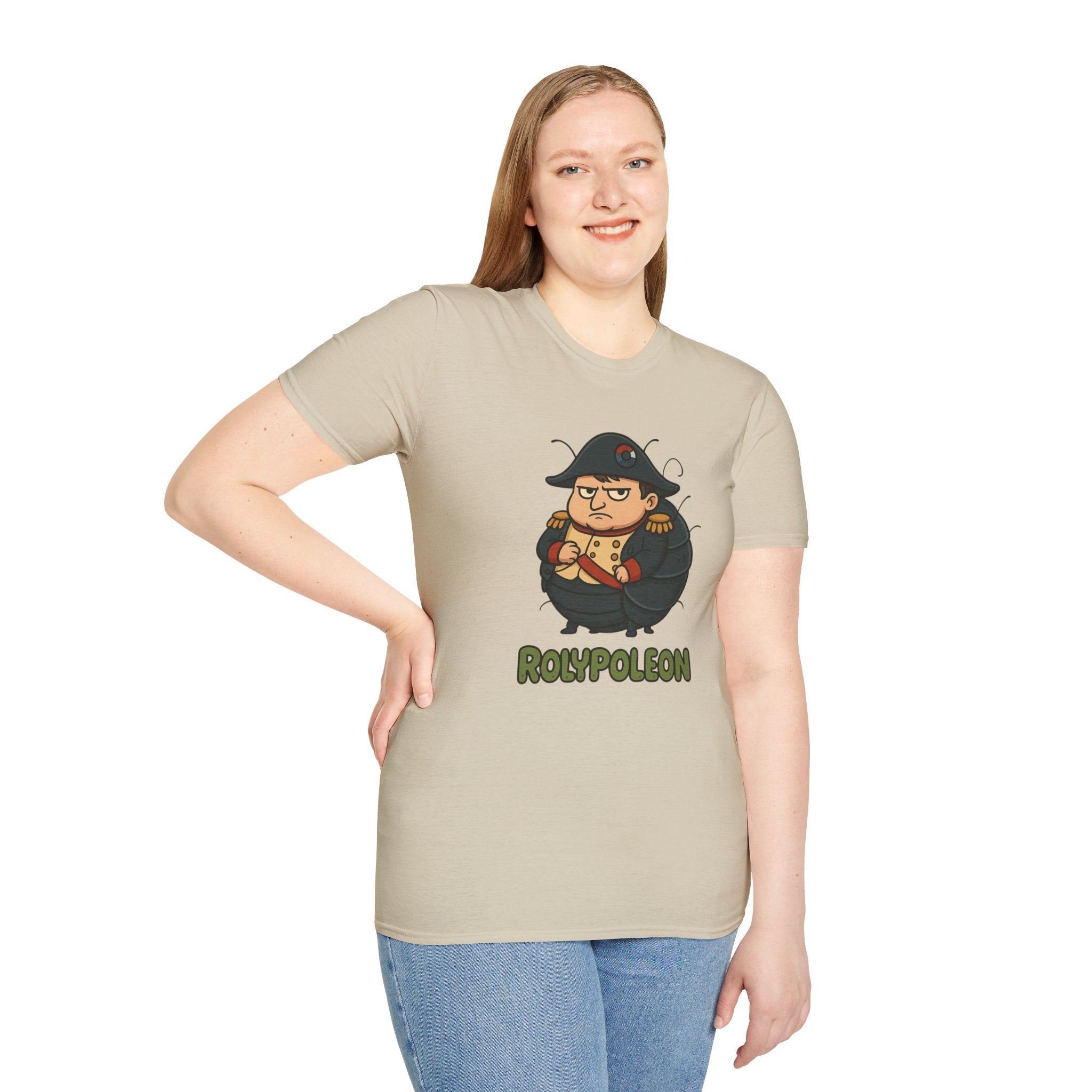 Rolypoleon Funny Shirt Mashup Parody Unisex Softstyle T-Shirt, Roly Poly and Napoleon Comedy Wordplay Tee, Humorous Graphic Tee, Novelty