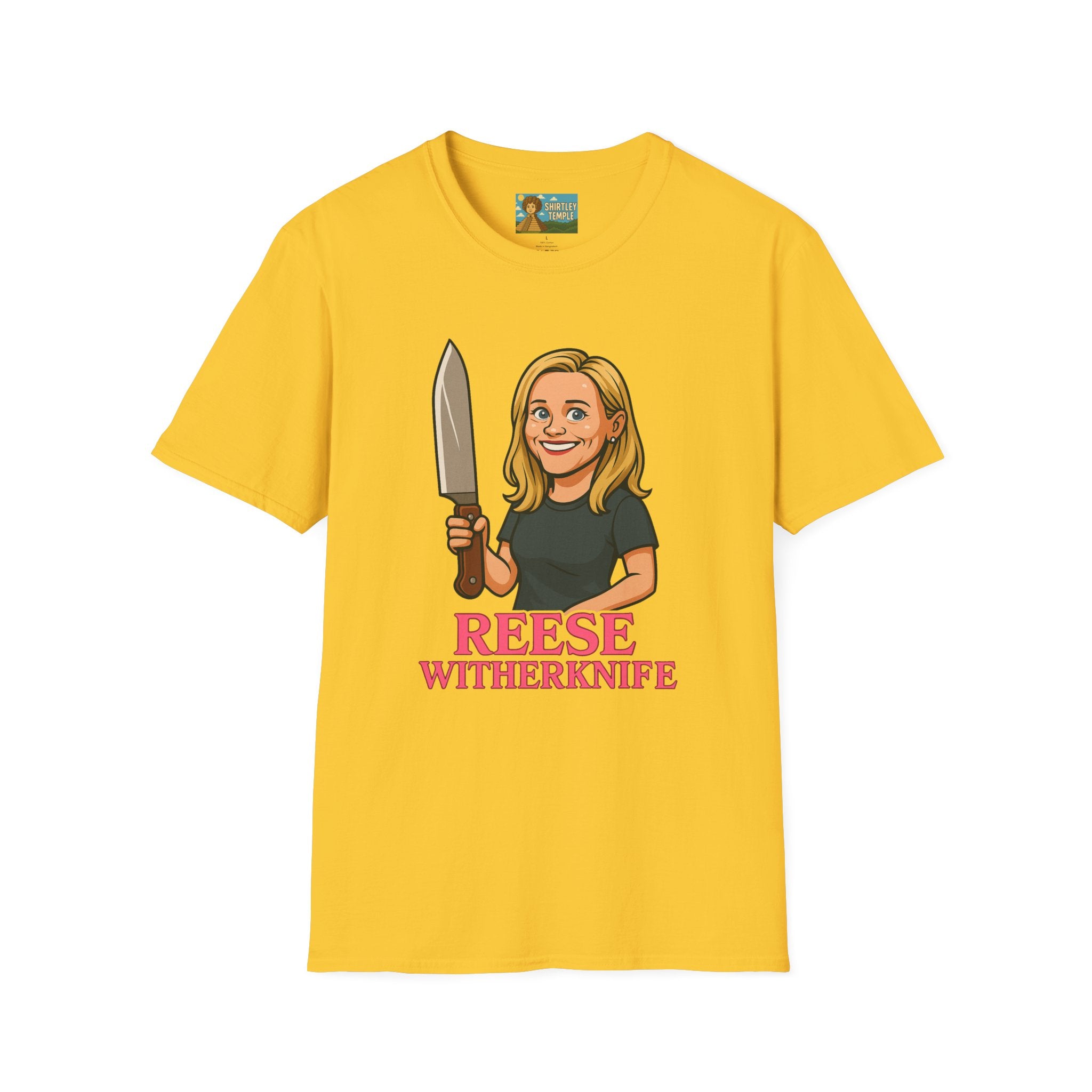 Reese Witherknife Funny Shirt, Comedy Parody Actress Tee, Unisex Softstyle T-Shirt, Wordplay Giant Knife Top, Gift for Movie Lovers, Pop