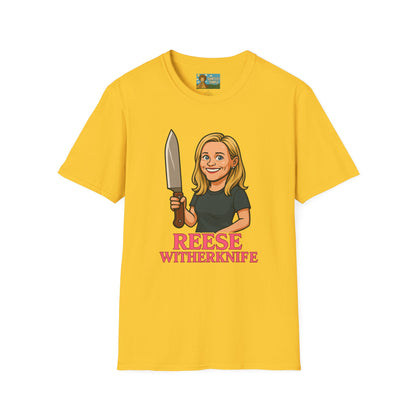 Reese Witherknife Funny Shirt, Comedy Parody Actress Tee, Unisex Softstyle T-Shirt, Wordplay Giant Knife Top, Gift for Movie Lovers, Pop