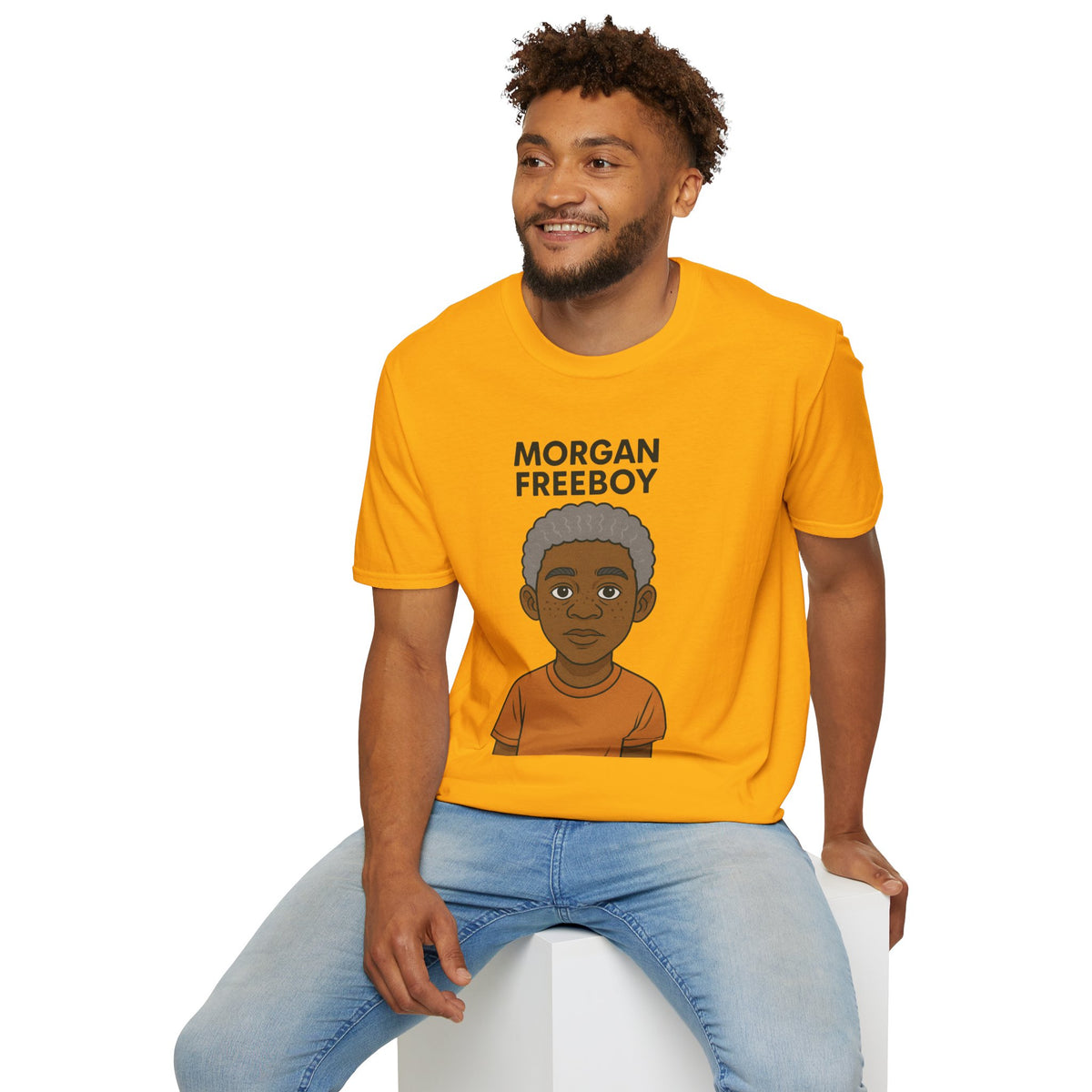 Morgan Freeboy Tribute T-Shirt, Funny Parody Tee, Morgan Freeman Wordplay Shirt, Unisex Softstyle, Gift for Comedy Lovers, Pop Culture Top