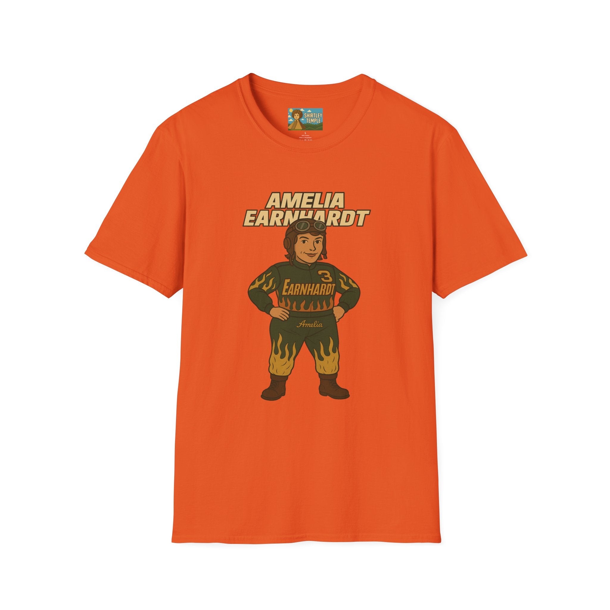 Amelia Earnhardt Funny Mashup Unisex Softstyle T-Shirt, Pilot Pun Tee, Earhart Earnhardt Gift, Aviation Racing Shirt