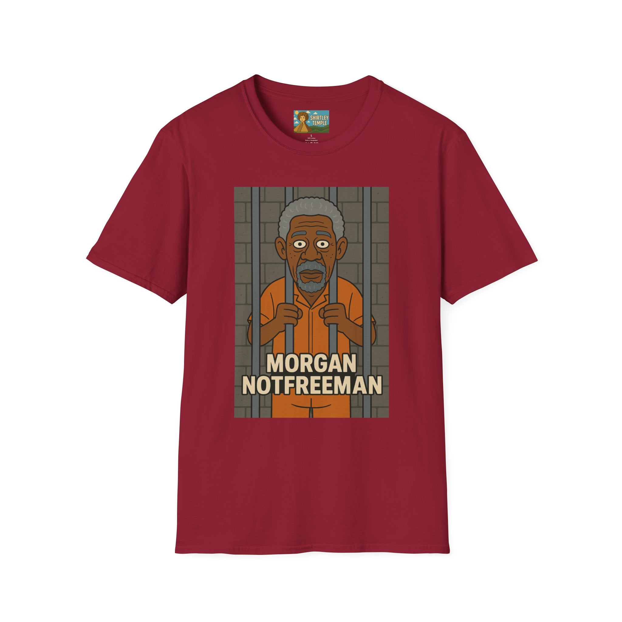 Morgan Notfreeman T-Shirt, Funny Parody Wordplay Tee, Unisex Softstyle Shirt, Morgan Freeman Not Free Comedy, Tribute Irony