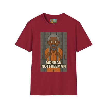 Morgan Notfreeman T-Shirt, Funny Parody Wordplay Tee, Unisex Softstyle Shirt, Morgan Freeman Not Free Comedy, Tribute Irony