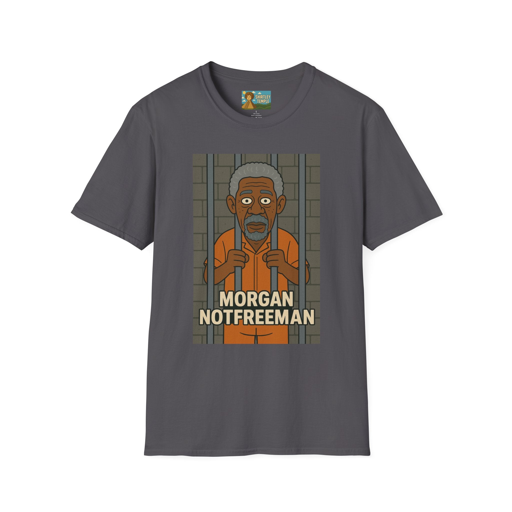 Morgan Notfreeman T-Shirt, Funny Parody Wordplay Tee, Unisex Softstyle Shirt, Morgan Freeman Not Free Comedy, Tribute Irony