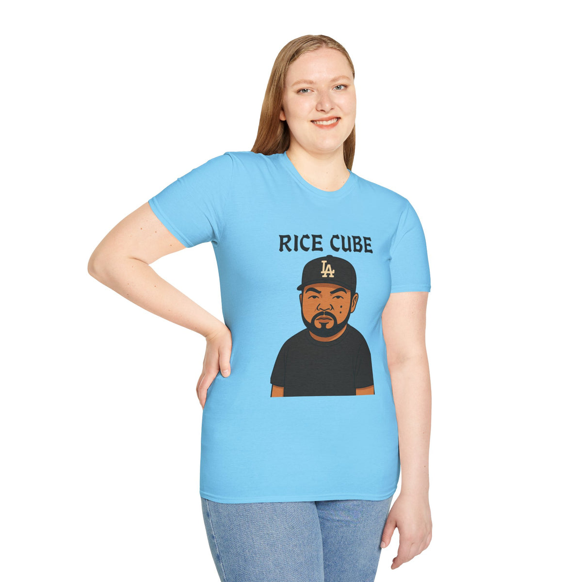 Rice Cube Funny T-Shirt, Ice Cube Asian Parody Shirt, Wordplay Tee, Hip-Hop Music Fan Gift, Unisex Softstyle Top
