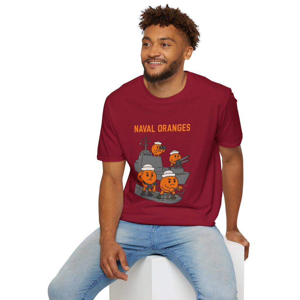Naval Oranges Unisex Softstyle T-Shirt, Funny Shirt Parody Wordplay Mashup, Navy People Comedy Pun Punny, Navel Oranges Tee, Citrus Humor