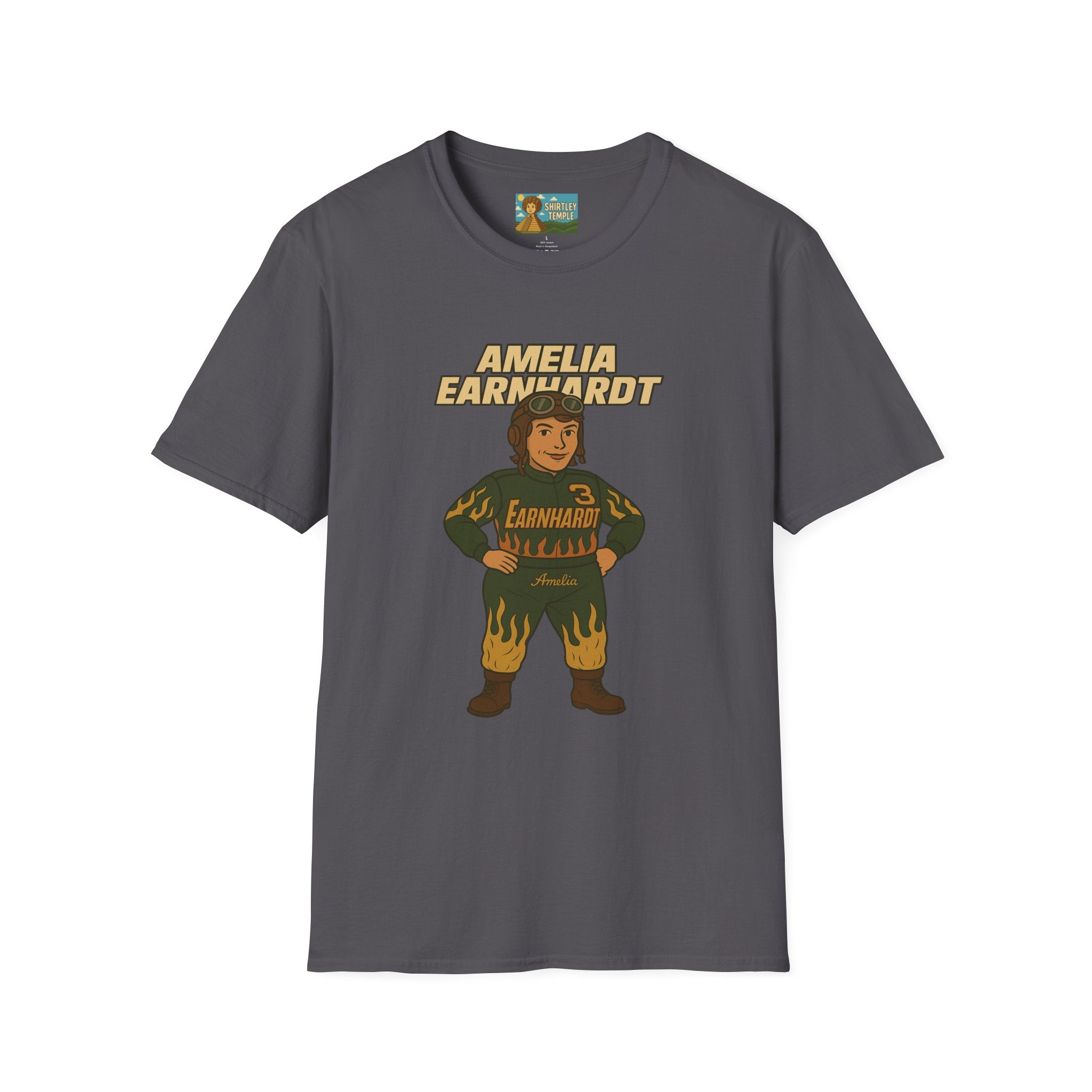 Amelia Earnhardt Funny Mashup Unisex Softstyle T-Shirt, Pilot Pun Tee, Earhart Earnhardt Gift, Aviation Racing Shirt