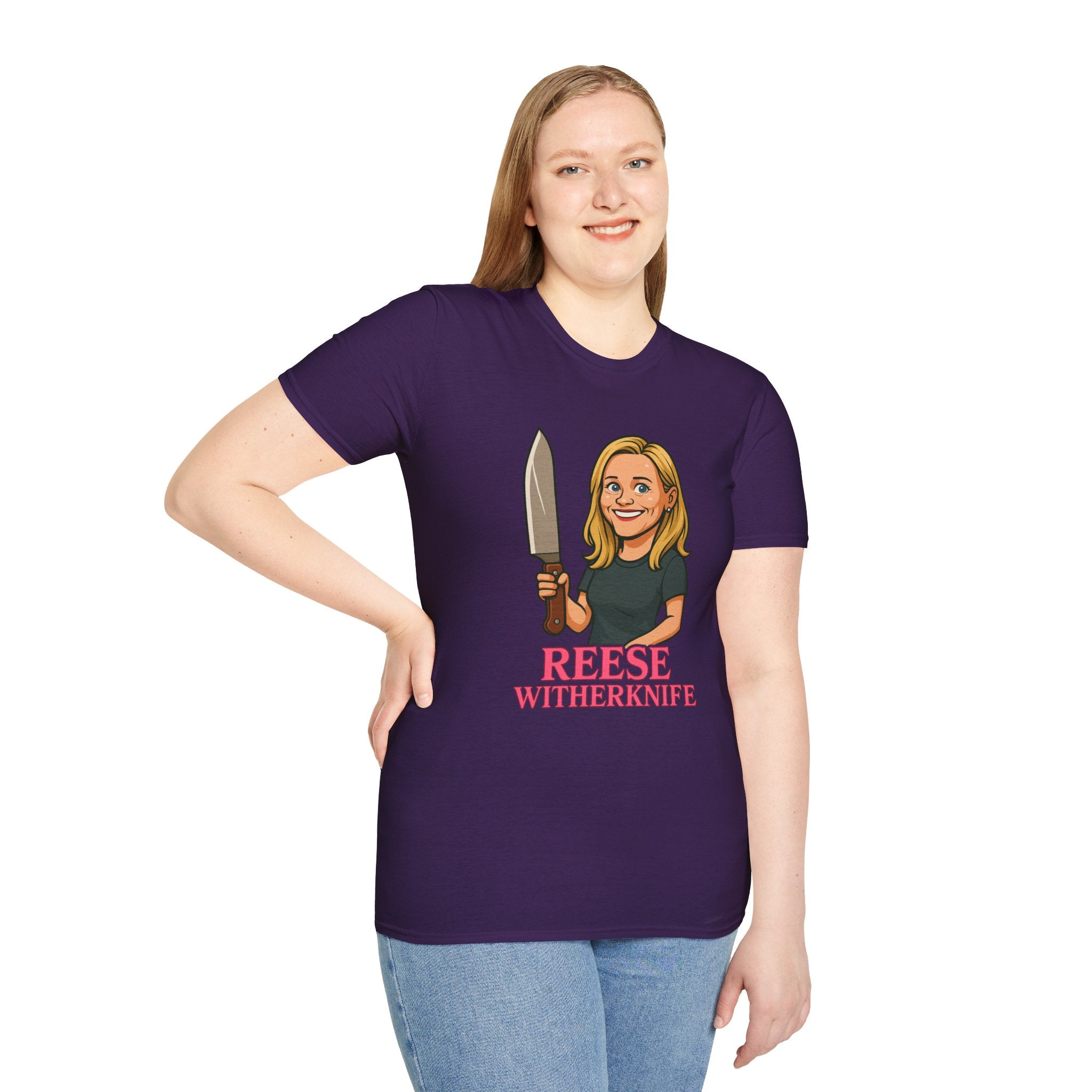 Reese Witherknife Funny Shirt, Comedy Parody Actress Tee, Unisex Softstyle T-Shirt, Wordplay Giant Knife Top, Gift for Movie Lovers, Pop